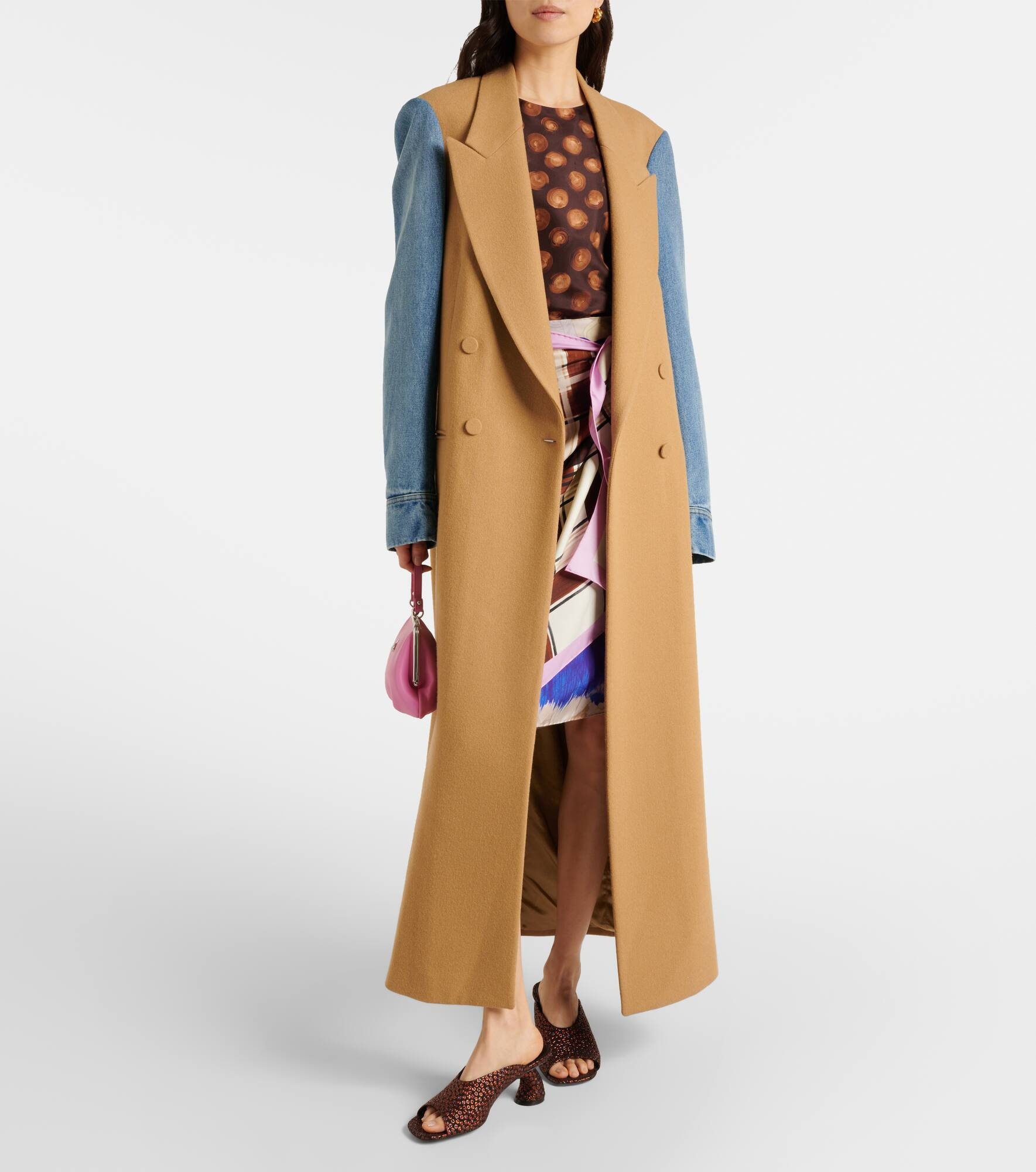 Colorblocked denim and gabardine coat - 2