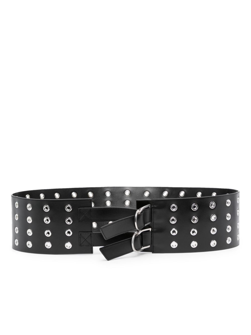 eyelet embellished leather belt - 1