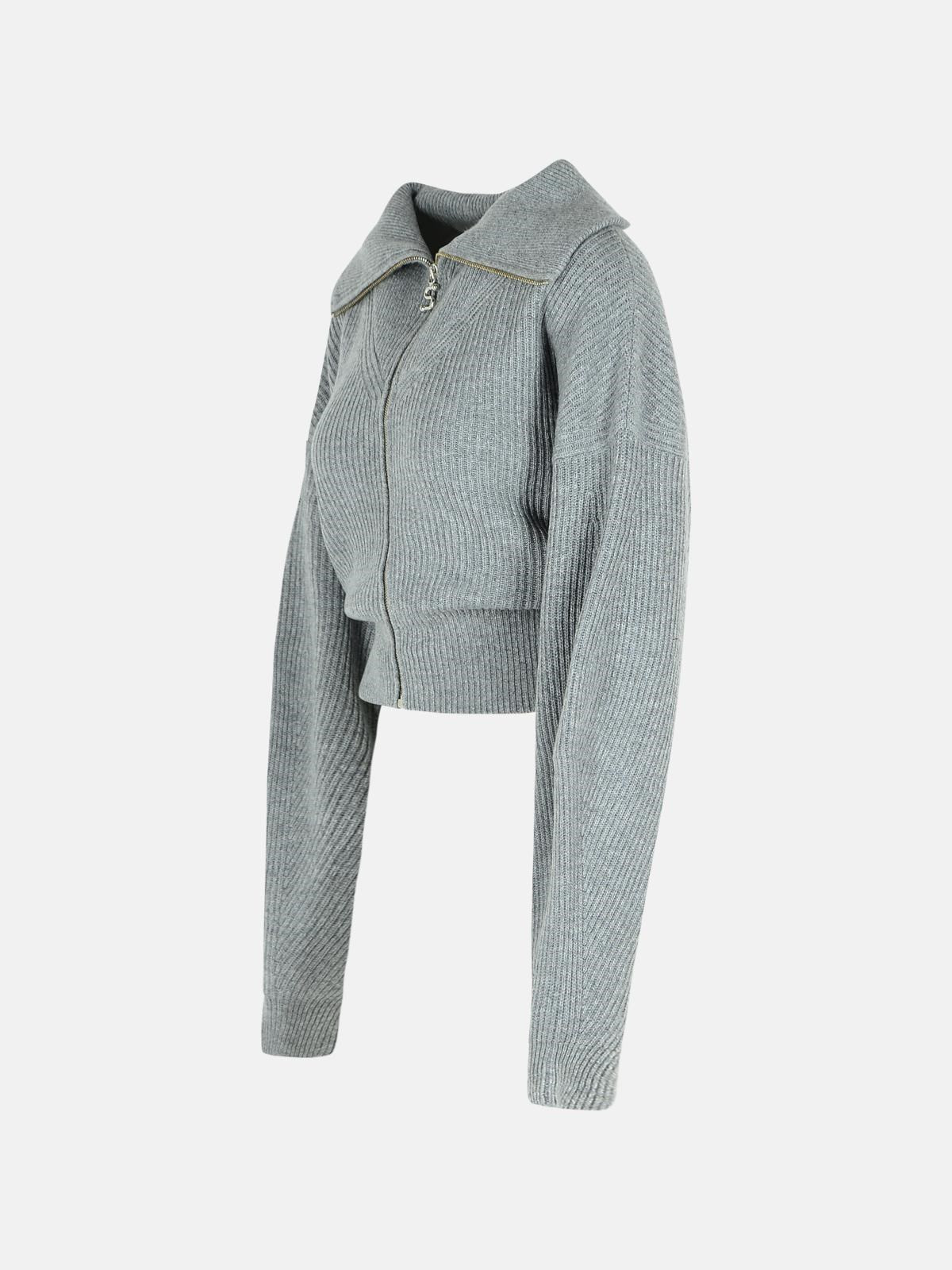 'CALIPSO' MEDIUM GREY CASHMERE BLEND CARDIGAN - 2