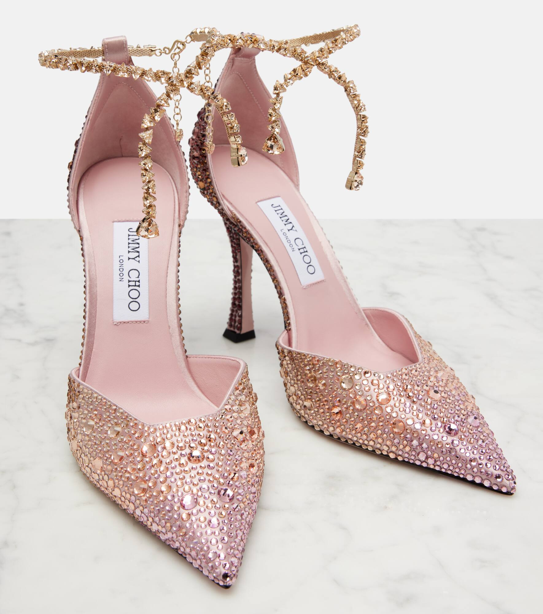 Stevie 100 crystal-embellished satin pumps - 5