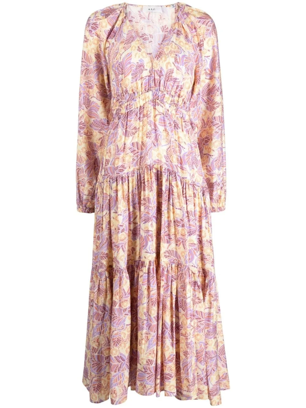 Iman floral-print ruffled dress - 1
