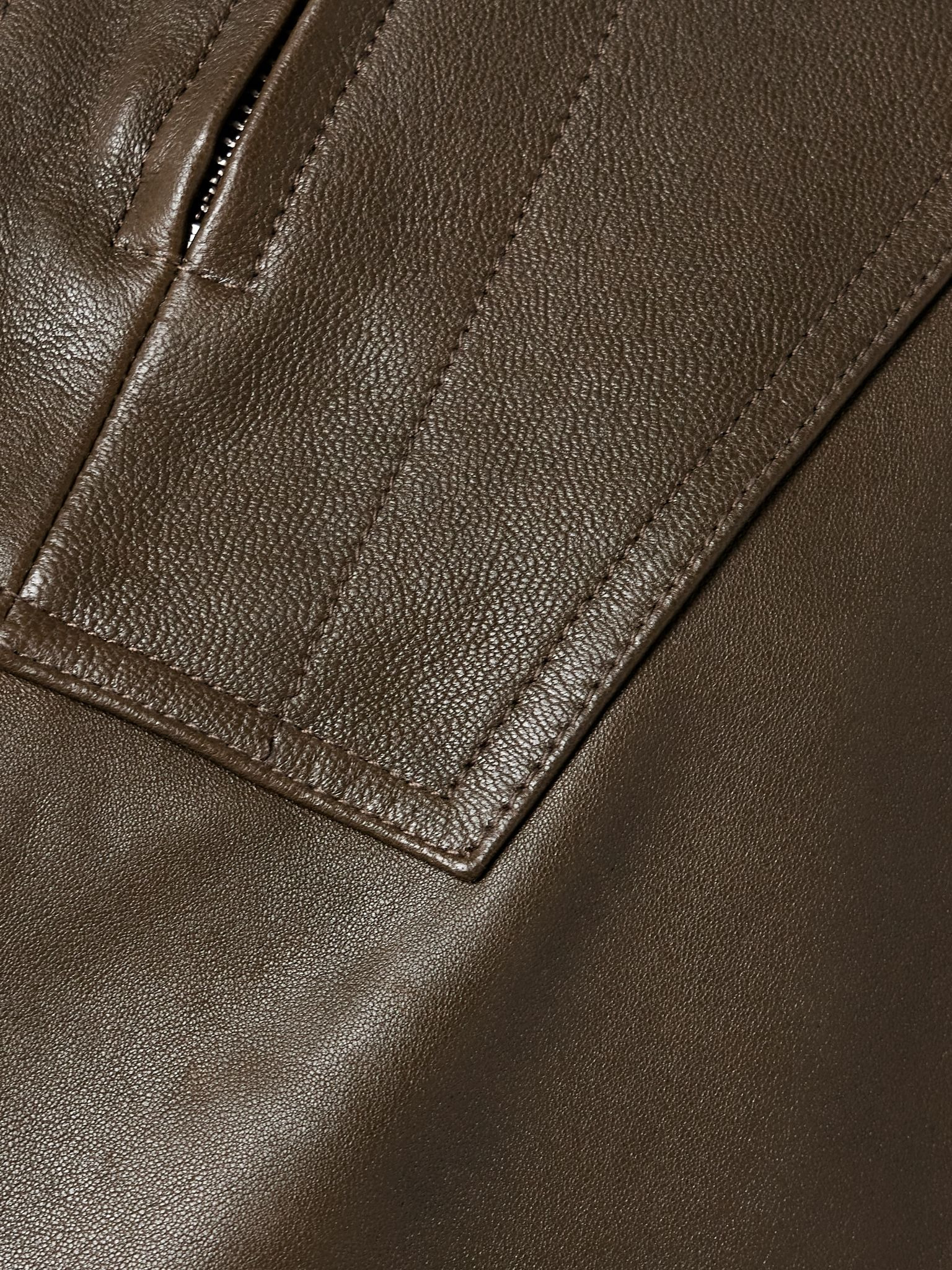 Leather hoodie Army green - 5