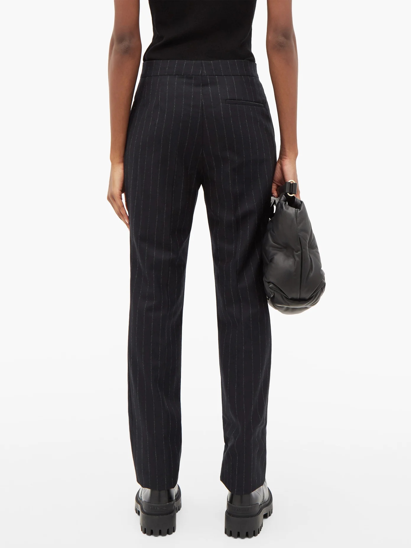 Pinstriped wool slim-leg trousers - 5