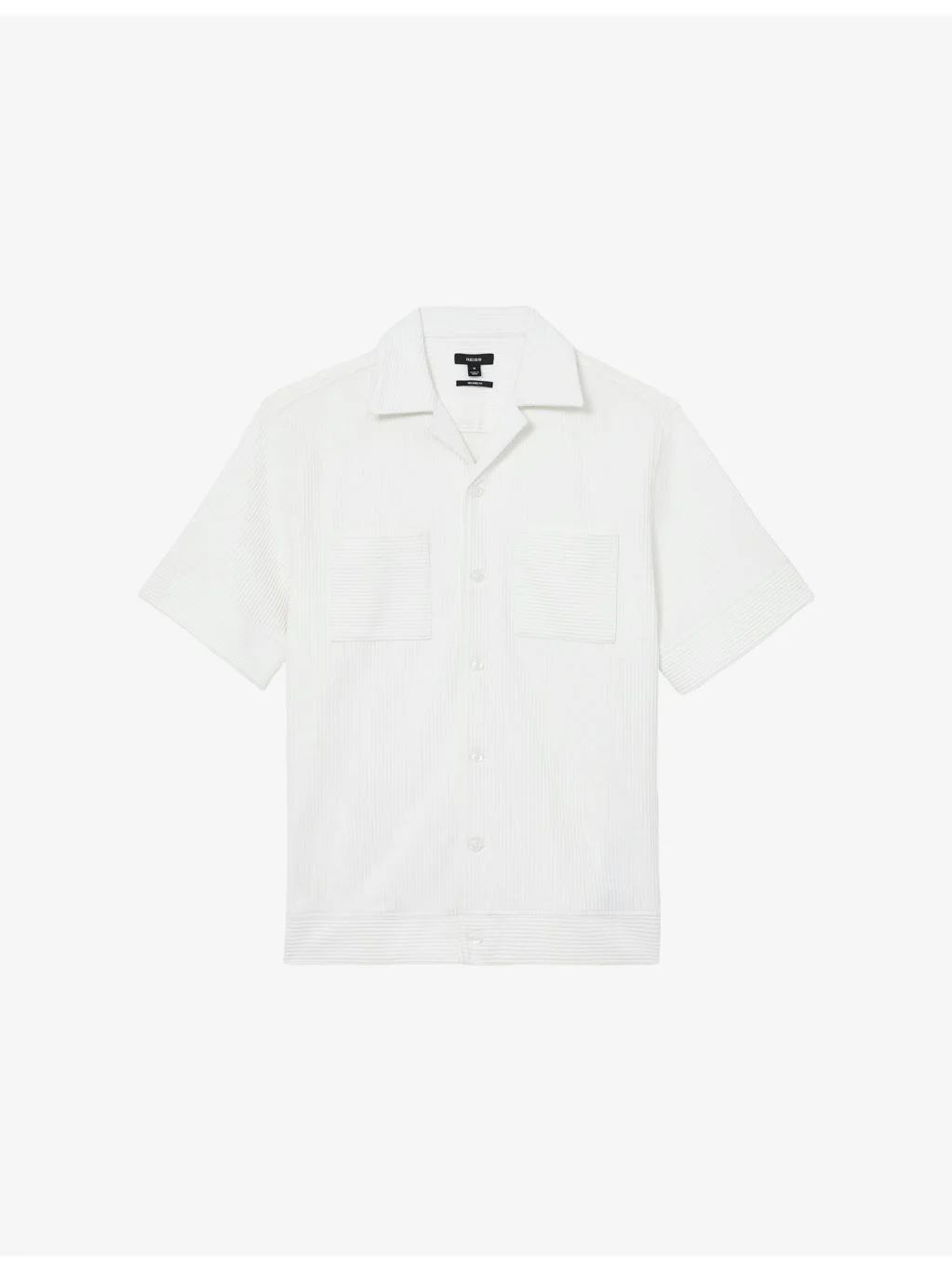 Odessa Ribbed Cuban-Collar Stretch-Woven Shirt - 1