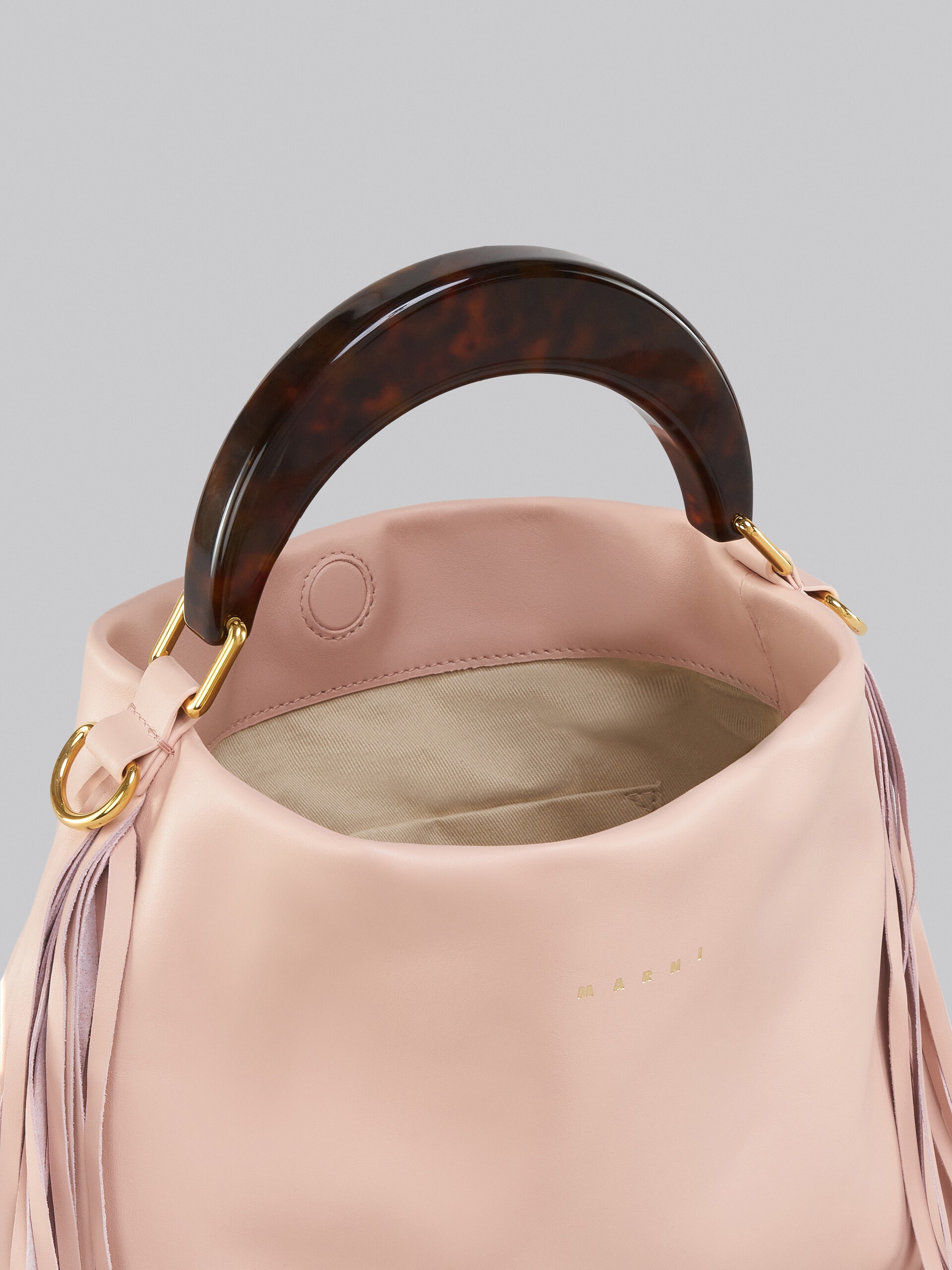 VENICE SMALL BAG IN PINK LEATHER WITH FRINGES - 4