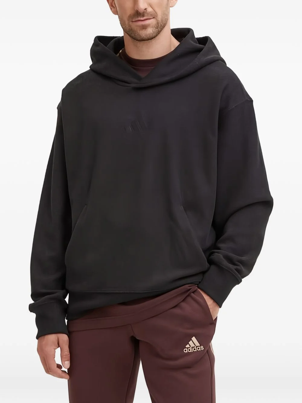 ribbed hem hoodie - 1