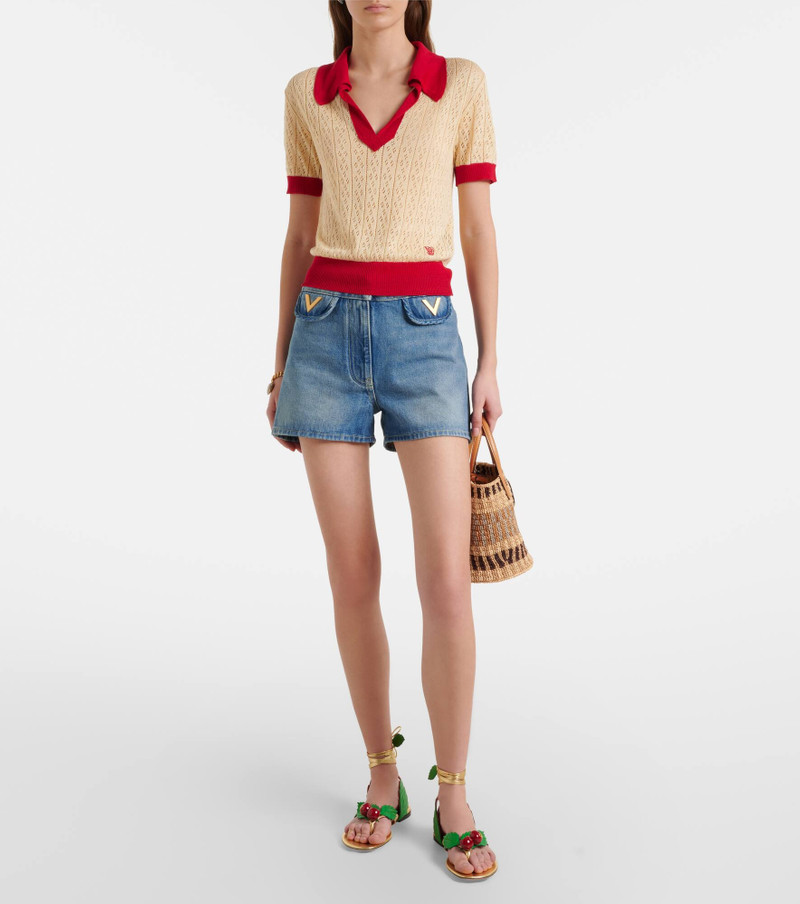 Valentino Cherryfic metallic leather thong sandals outlook