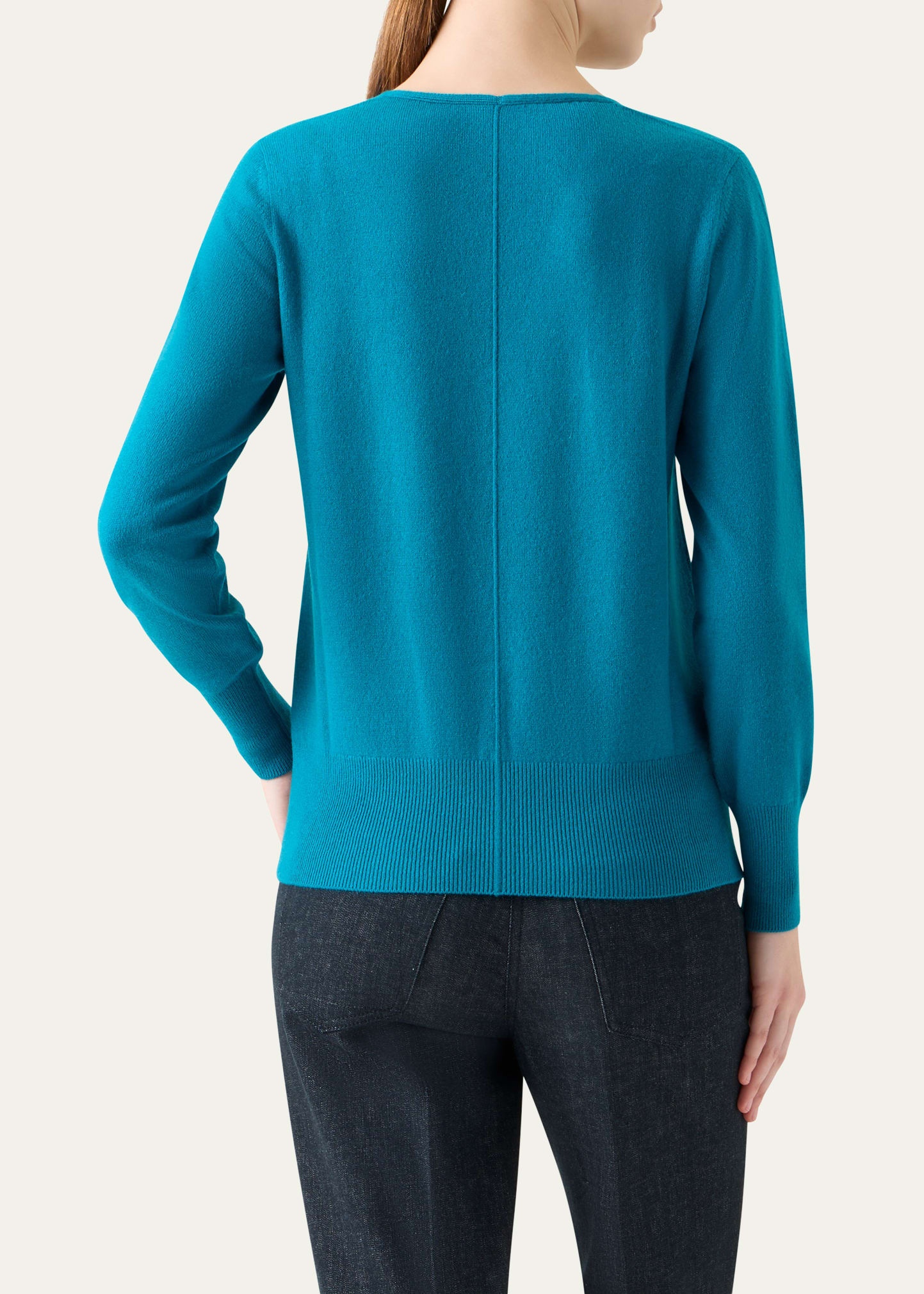 V-Neck Pure Cashmere Knit Sweater - 3