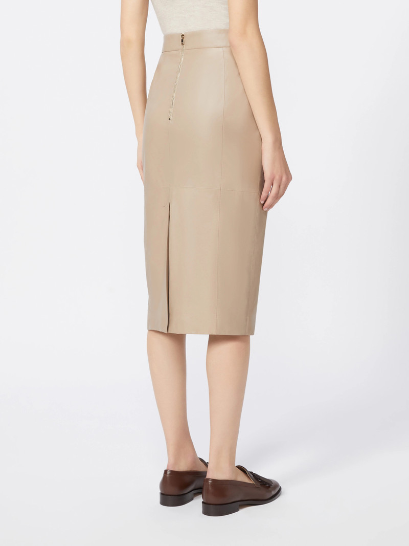 RICAMO Nappa leather pencil skirt - SAND 4