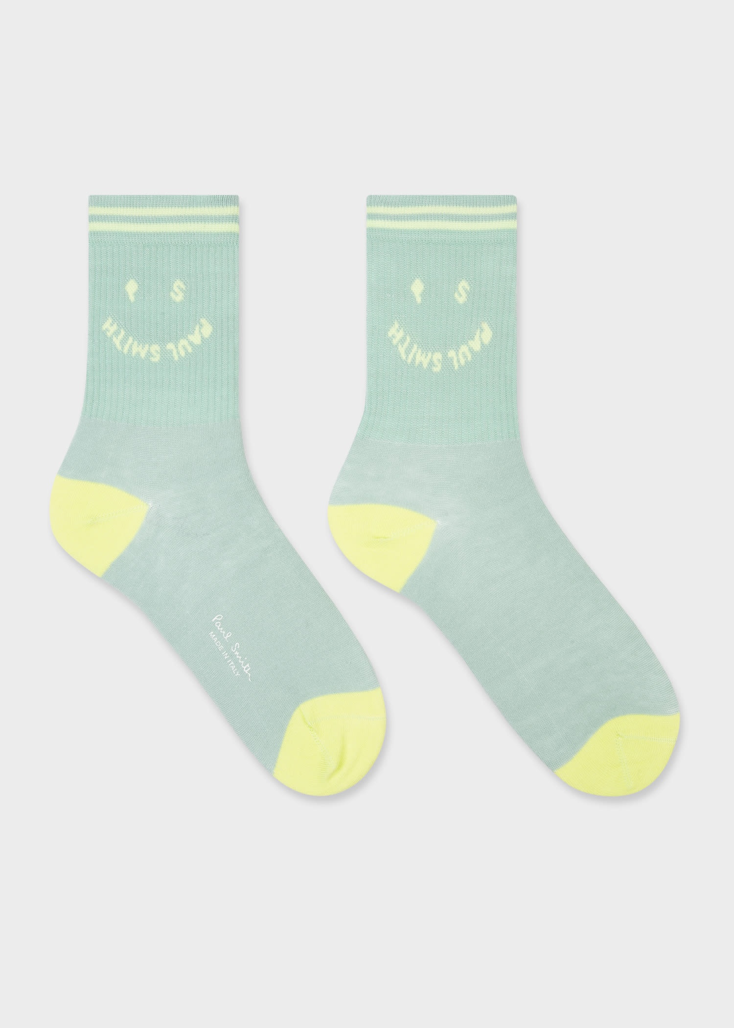 Mint 'Happy' Ribbed Socks - 2