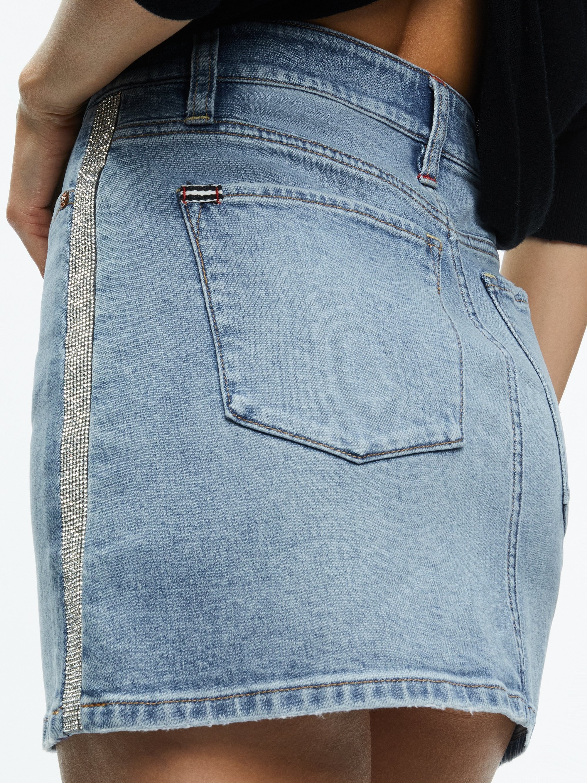 LAIKA CRYSTAL EMBELLISHED DENIM MINI SKIRT - 5