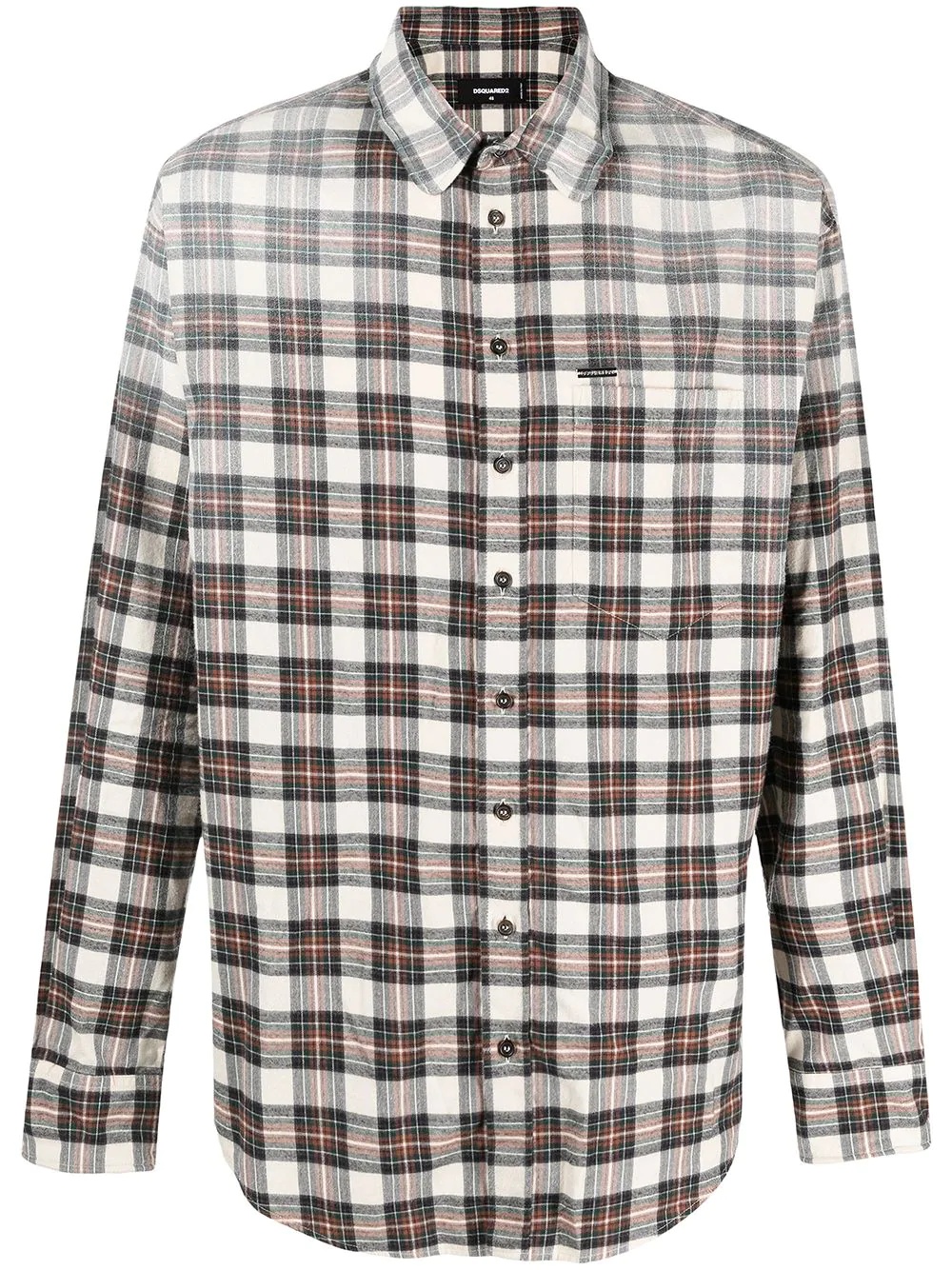 distressed effect flannel shirt - 1