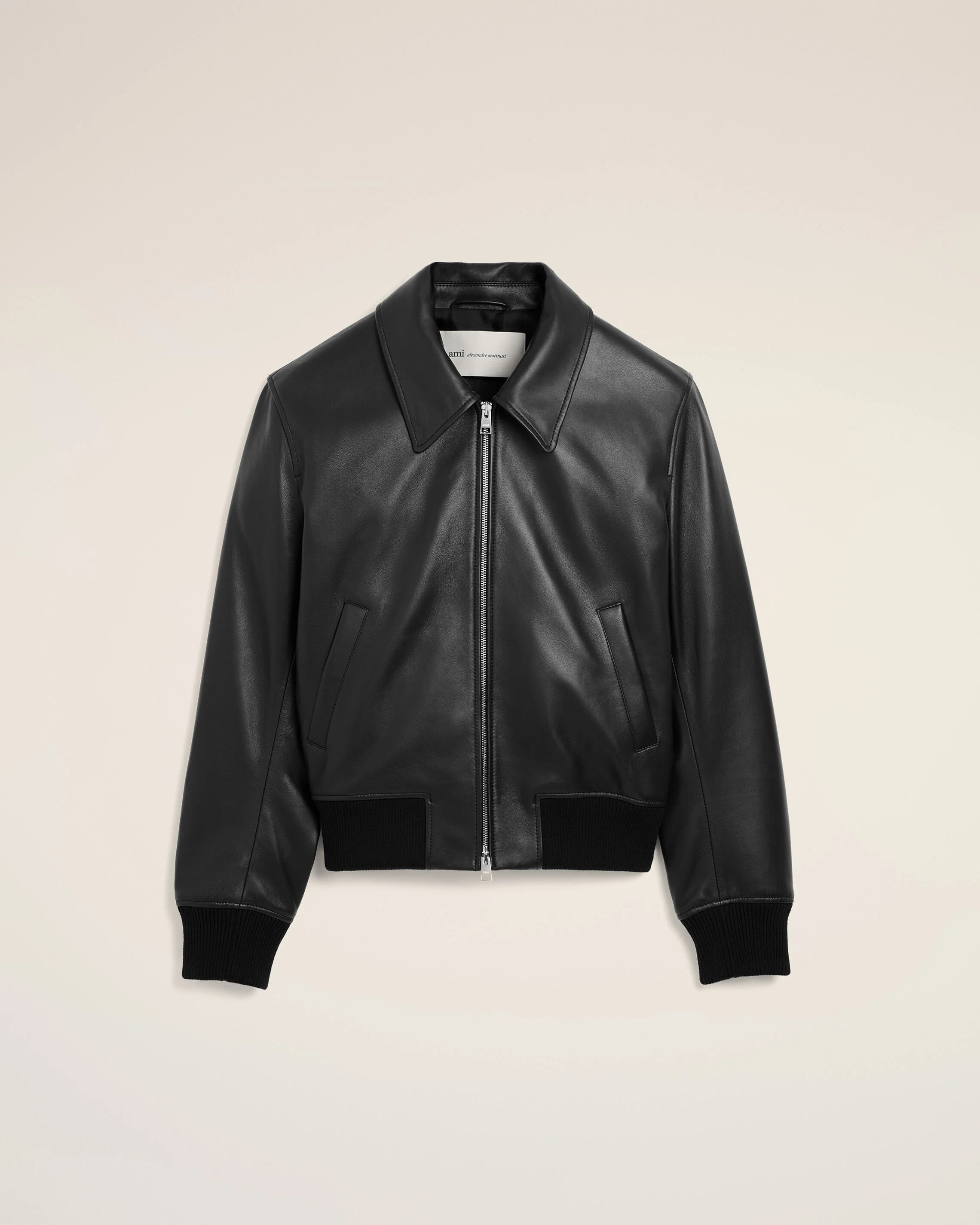 BLACK LAMB LEATHER ZIPPED JACKET - 1