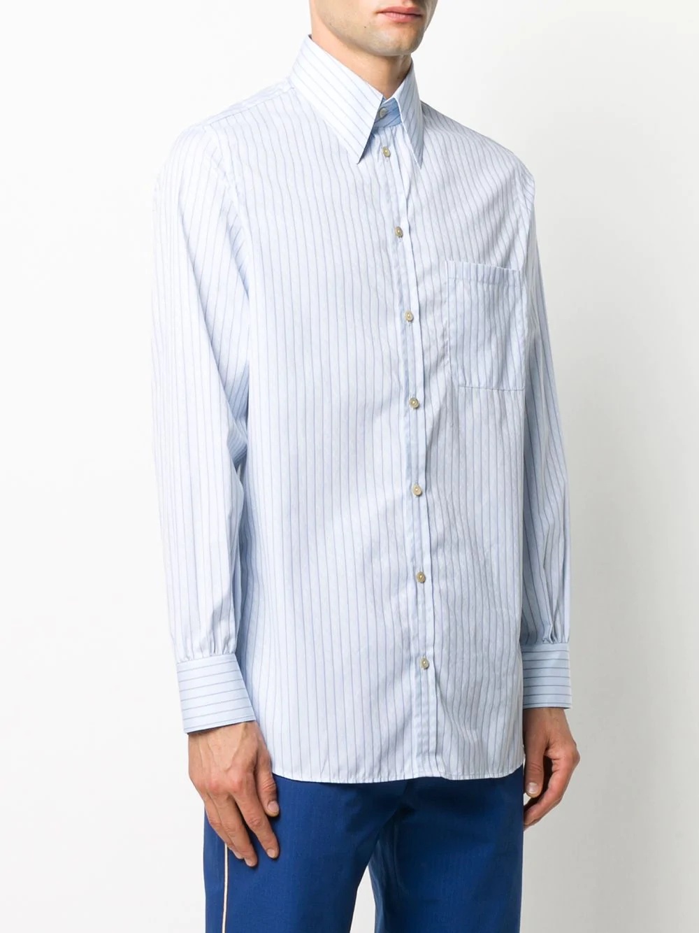 embroidered pinstripe cotton shirt - 3