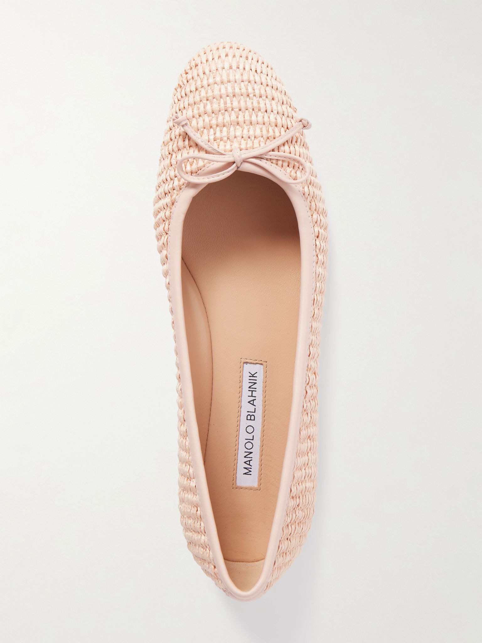 Veralli leather-trimmed raffia ballet flats Pastel pink - 5