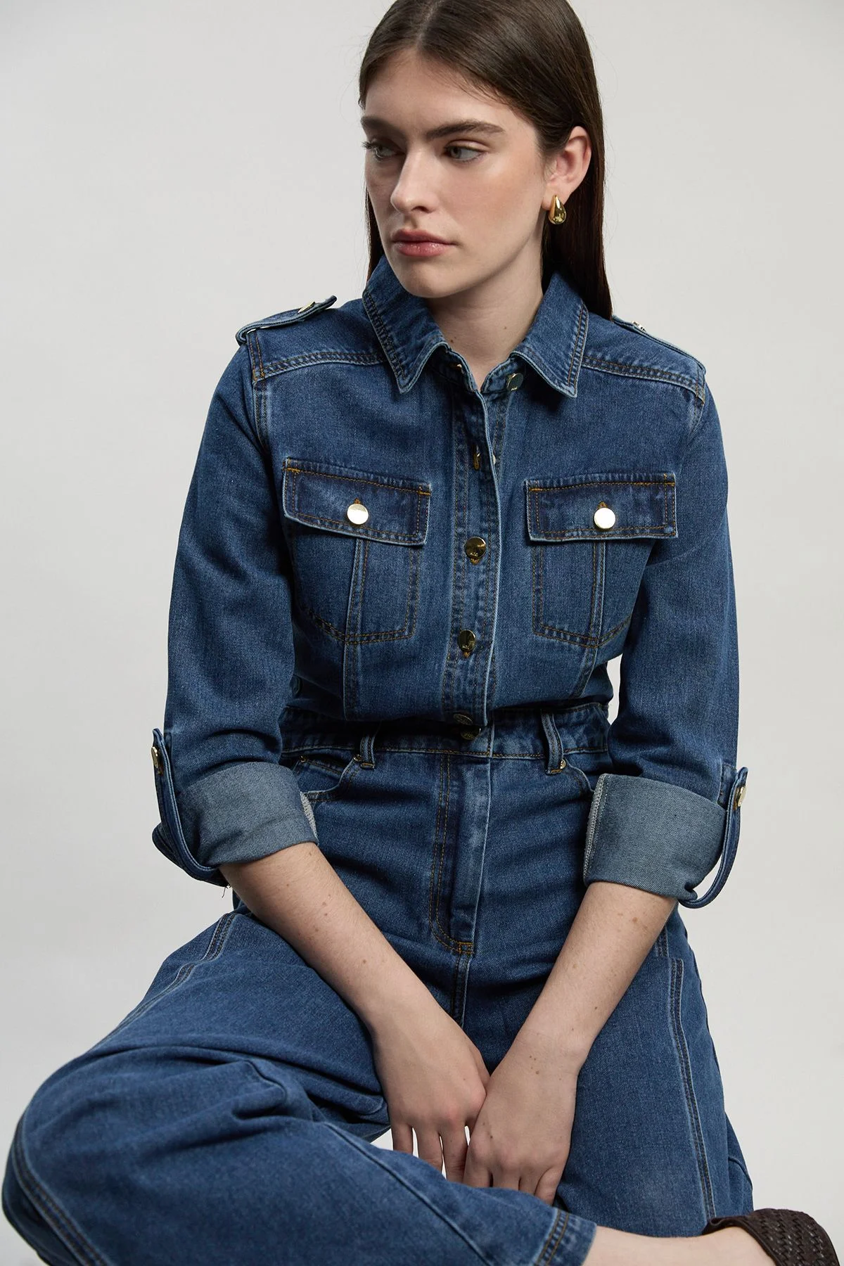 Denim Boiler Wide Leg Jumpsuit - 1