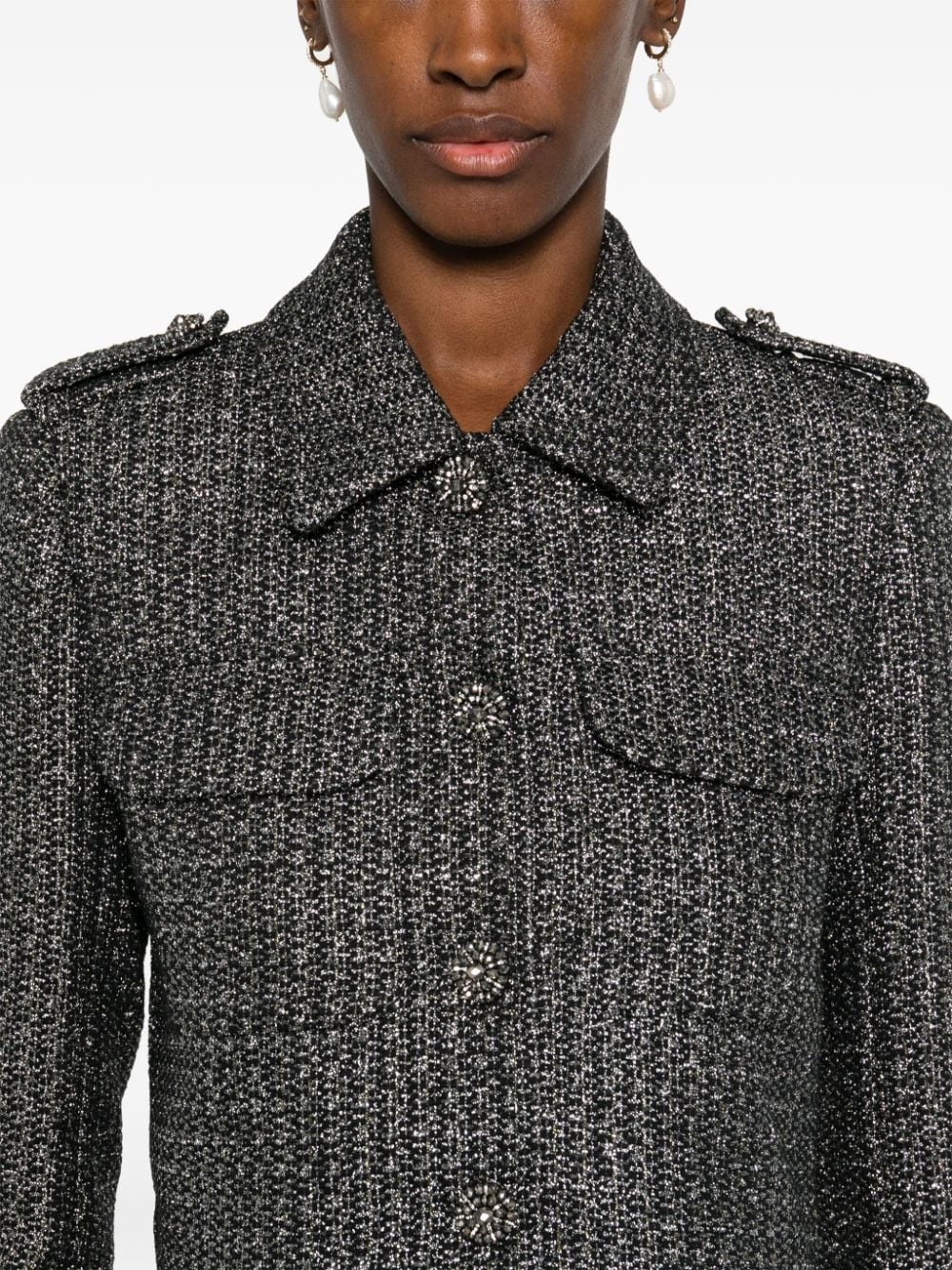 metallic bouclé jacket - 5