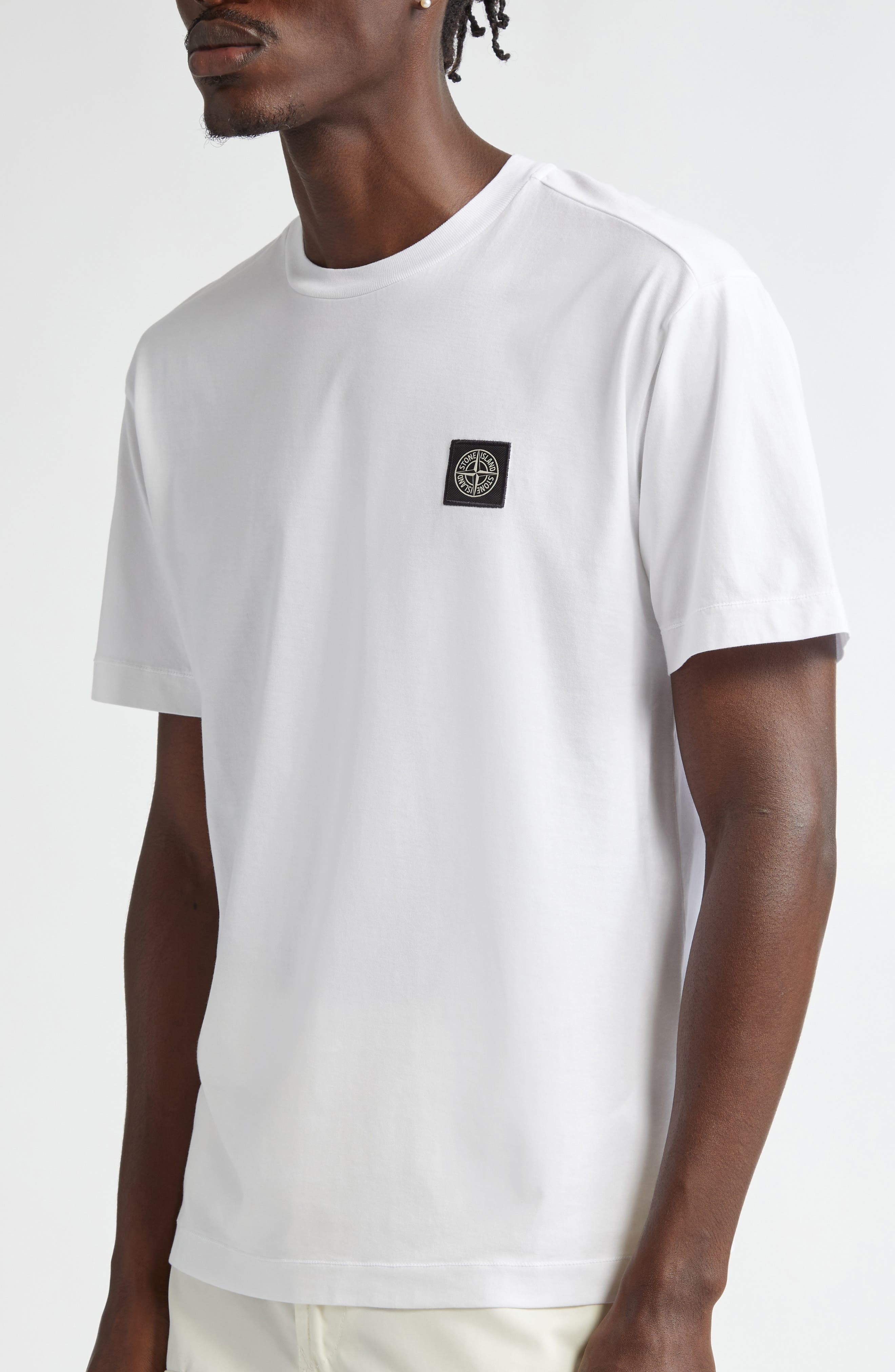 Stone Island Logo Patch Cotton T-Shirt in White at Nordstrom - 4
