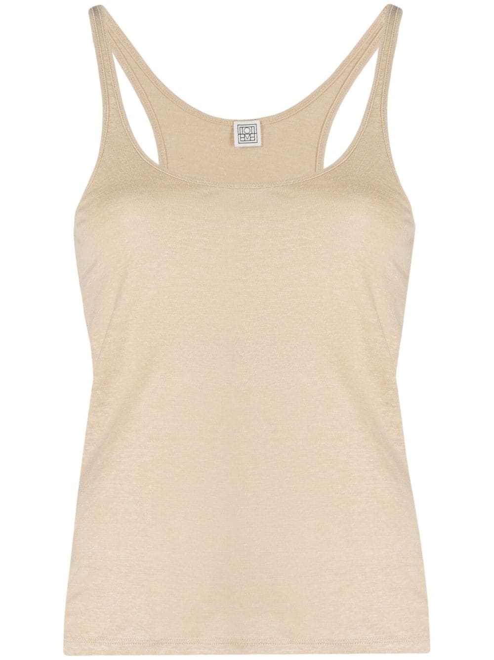 scoop-neck linen top - 1