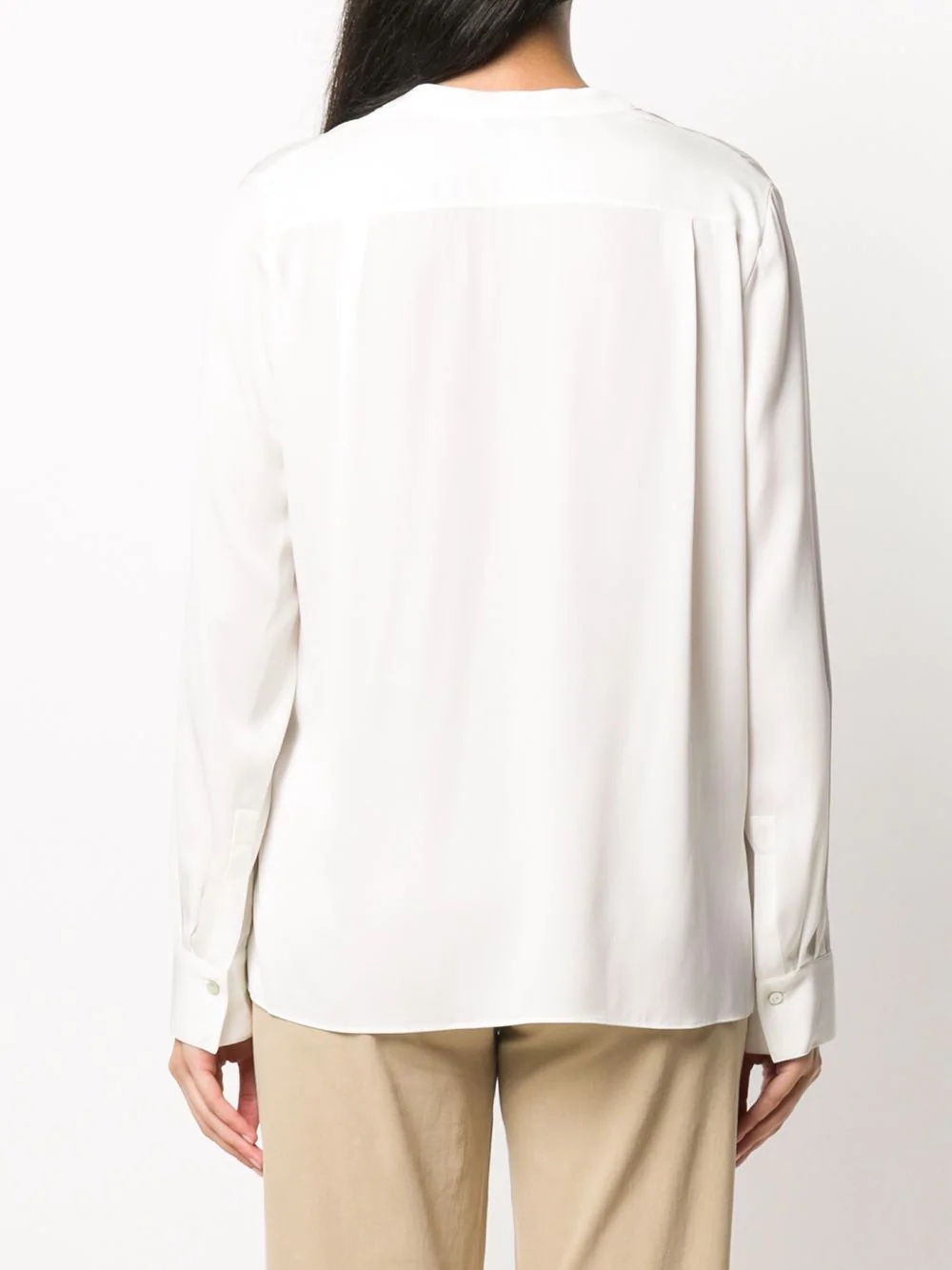 concealed-fastening silk shirt - 4