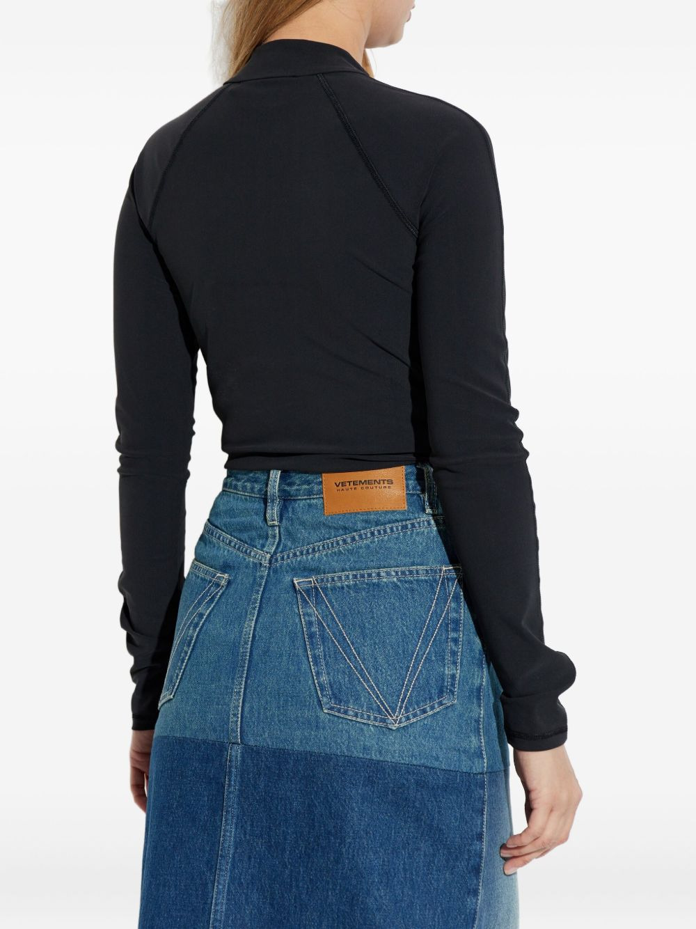 zip-neck long-sleeve bodysuit - 3