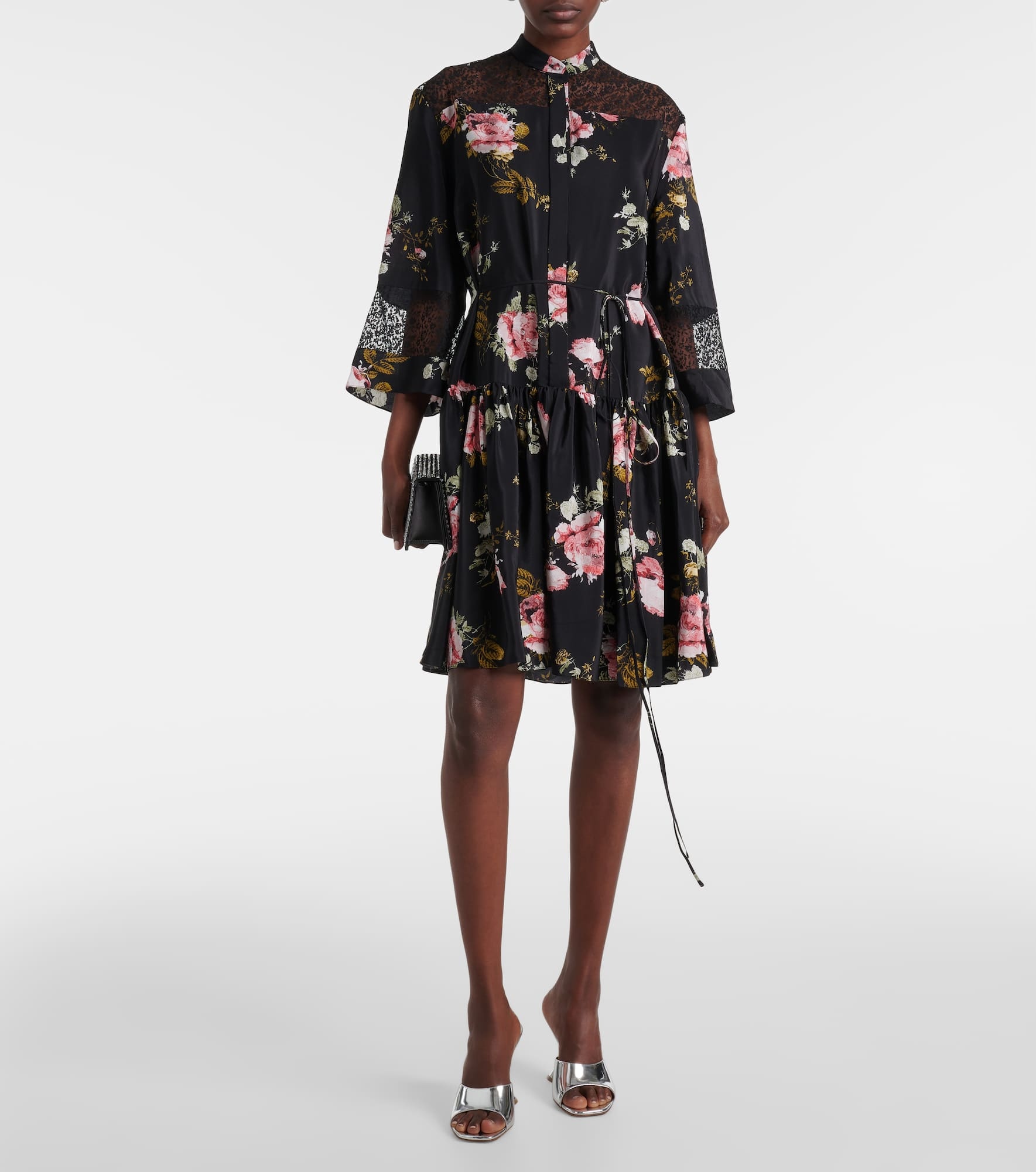 Floral silk crêpe de chine minidress - 2