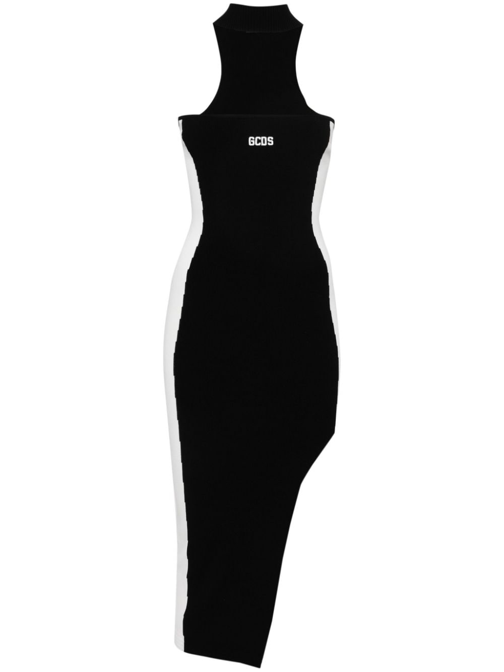 logo-embroidered ribbed dress - 1