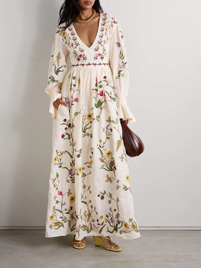 Agua by Agua Bendita Open-back embroidered linen maxi dress outlook