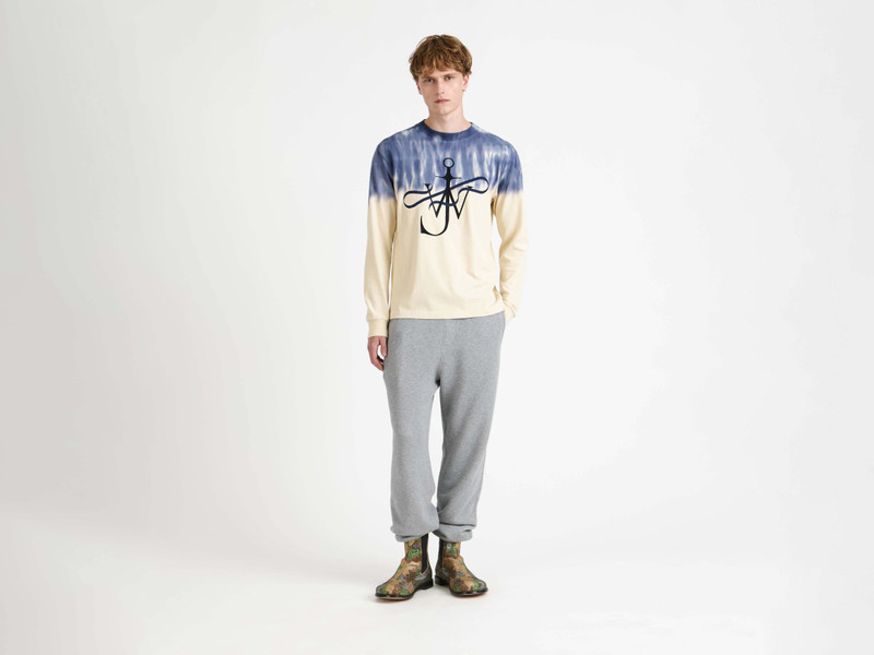 JW Anderson MENS TIE-DYE RIBBON ANCHOR LONGSLEEVE IN ECRU & NAVY outlook