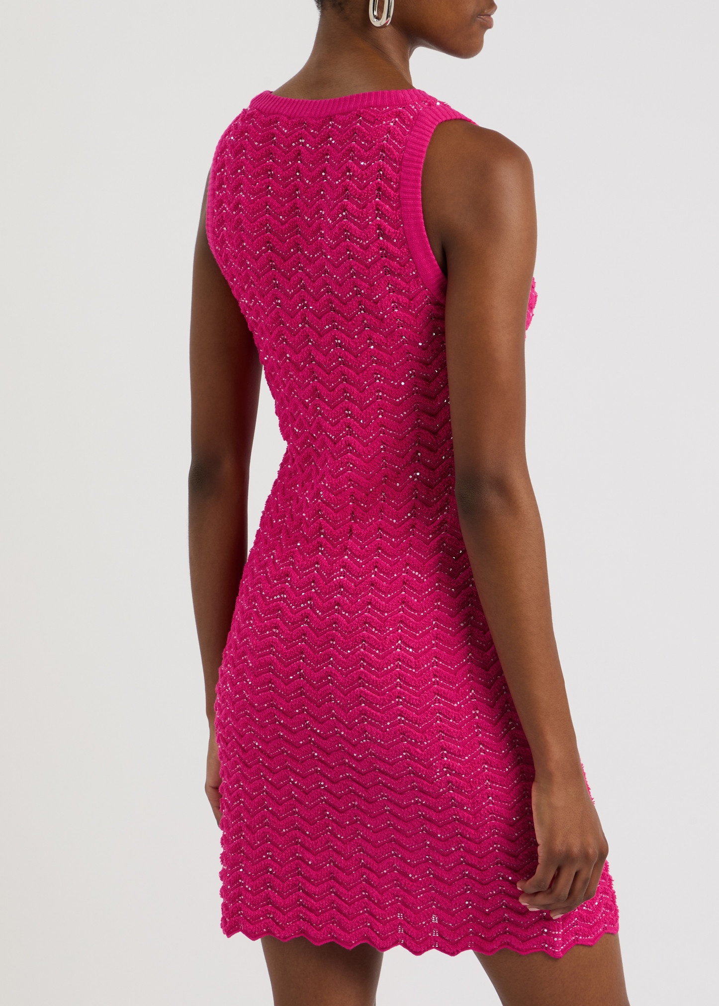 Zigzag sequin-embellished knitted mini dress - 3