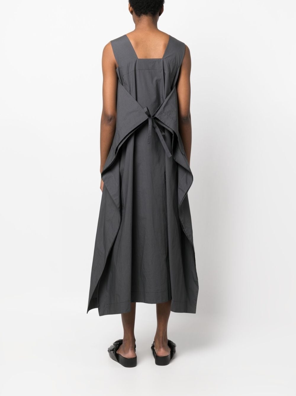 layered-detail draped cotton dress - 4