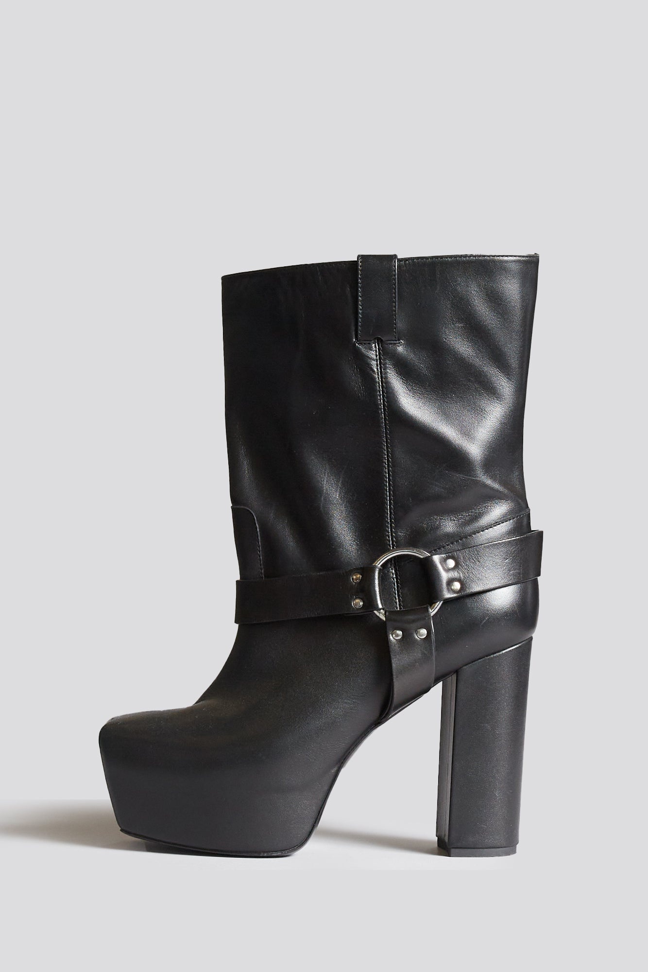 SID HEELED HARNESS BOOT - BLACK LEATHER - 1