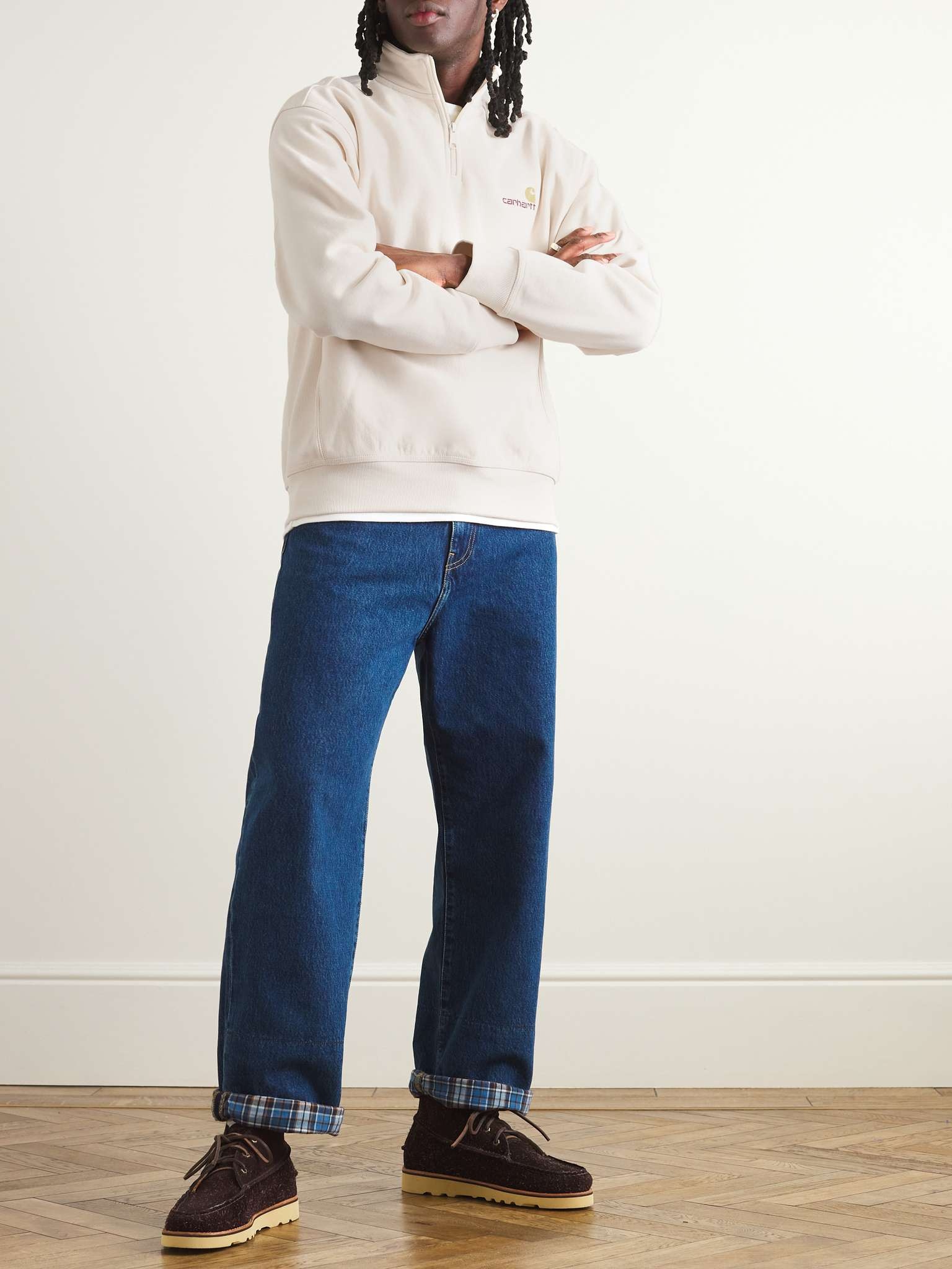 American Script Cotton-Blend Jersey Half-Zip Sweatshirt - 2