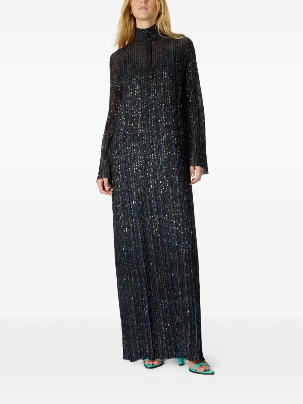 sequin-embellishment high-neck maxi dress - 2