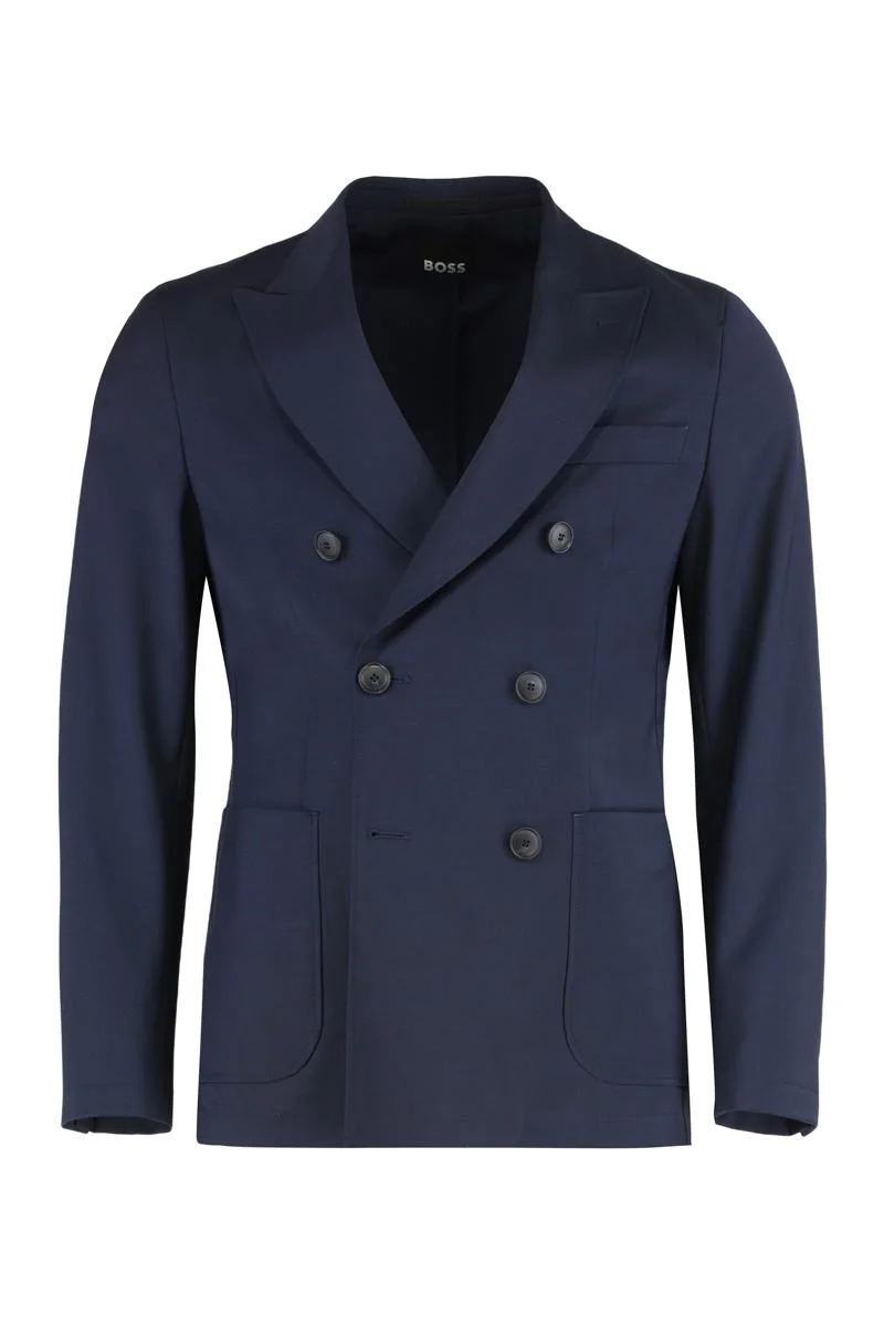 Boss Double-Breasted Jacket In Wool Blend - 1