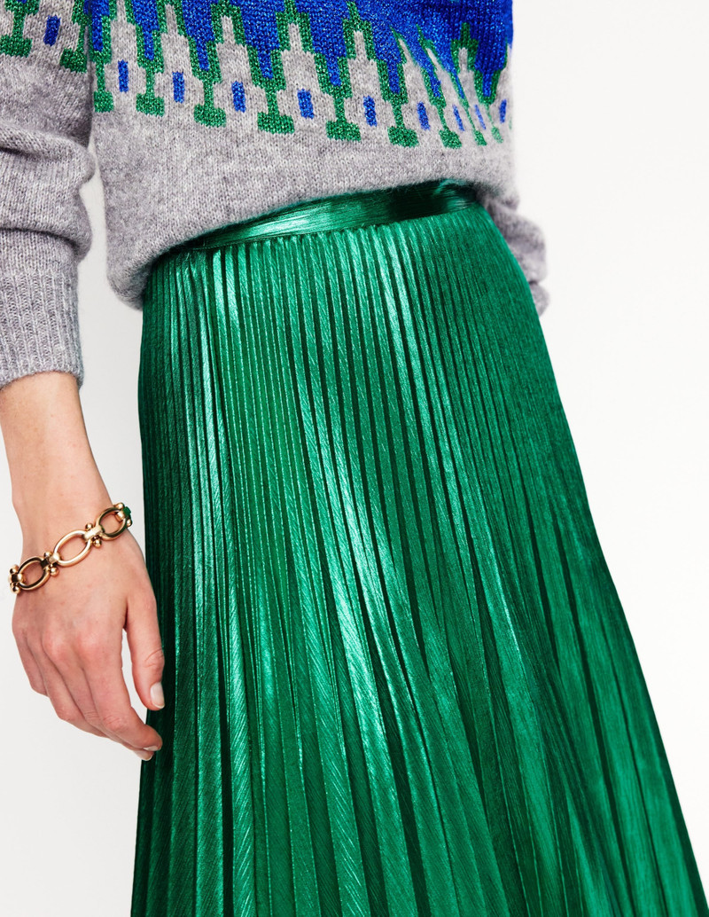Camilla Metallic Midi Skirt-Malachite 3