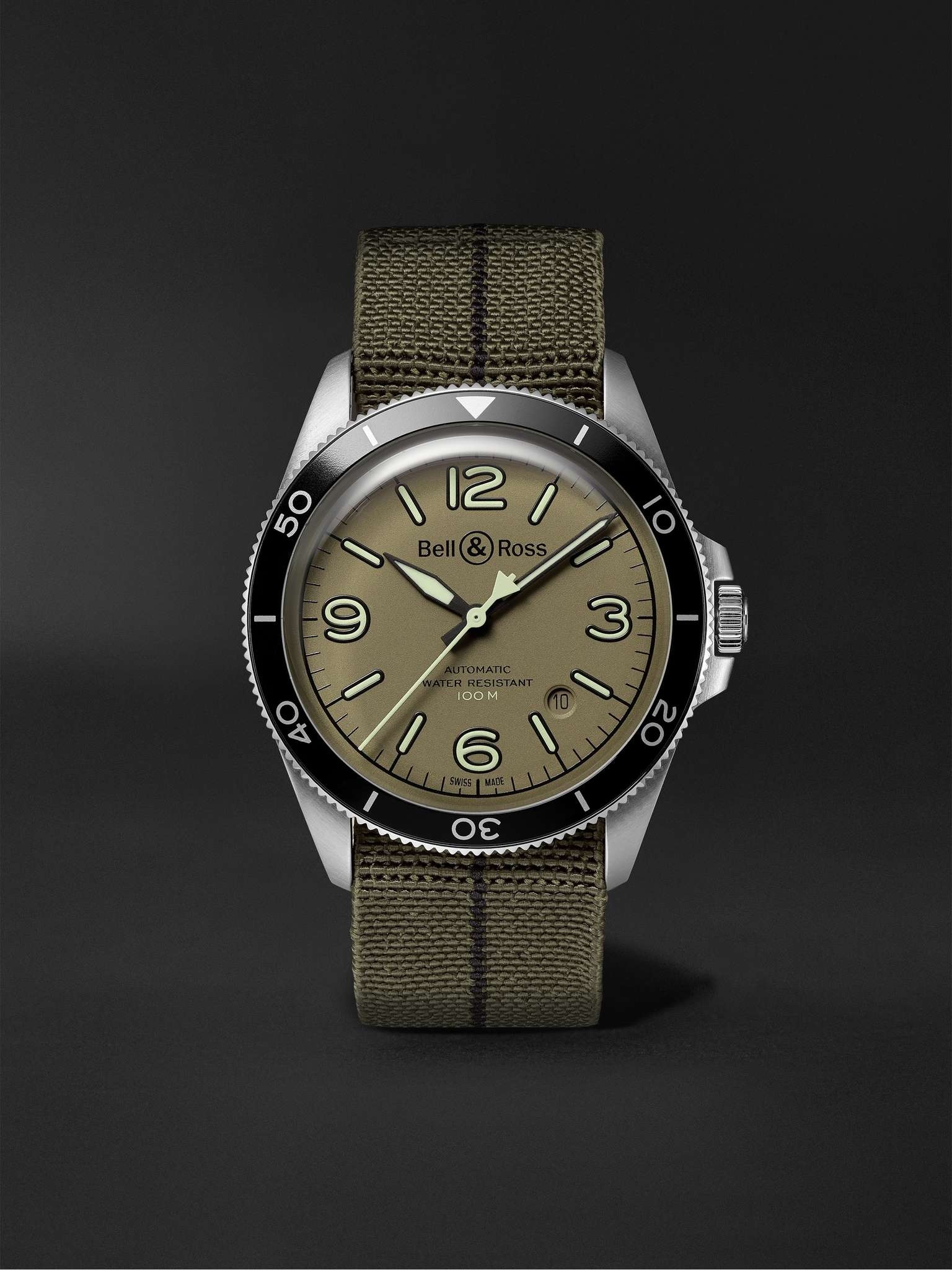 BR V2-92 Military Green Automatic 41mm Stainless Steel and Canvas Watch, Ref. No. BRV292-MKA-ST/SF - 1