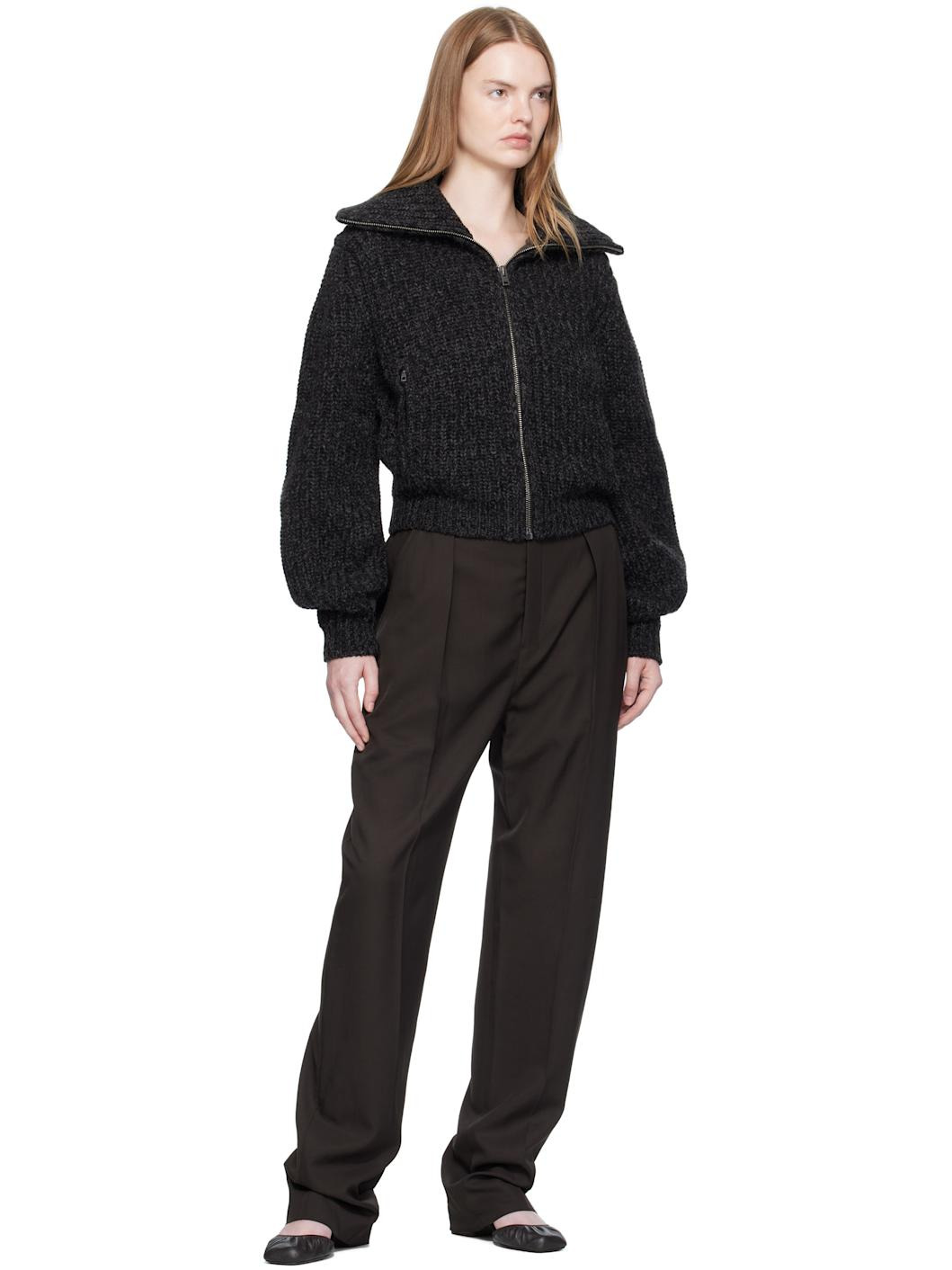 Gray Zipped Cardigan - 4