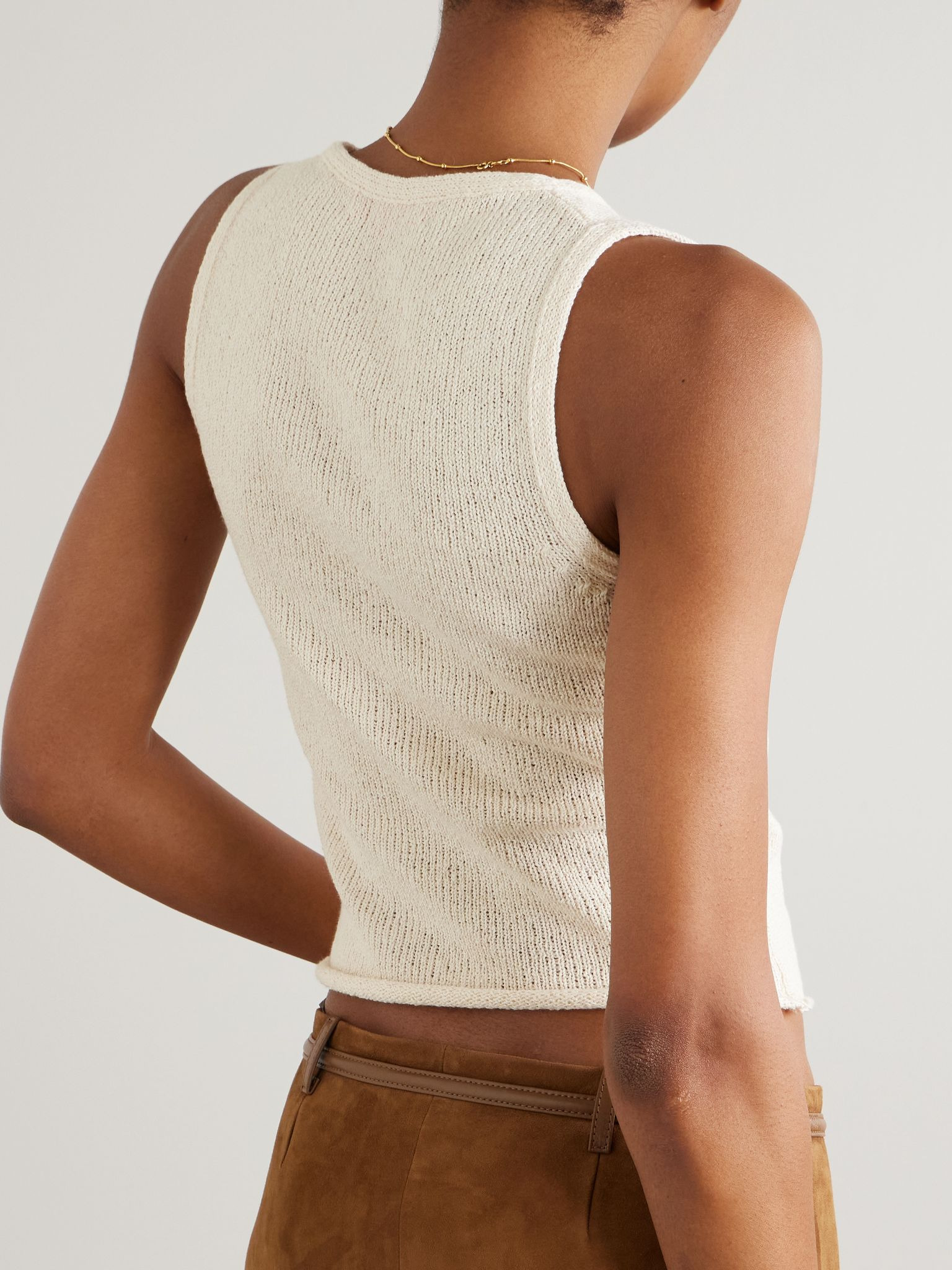 Nora Lite ribbed cotton tank Cream - 3