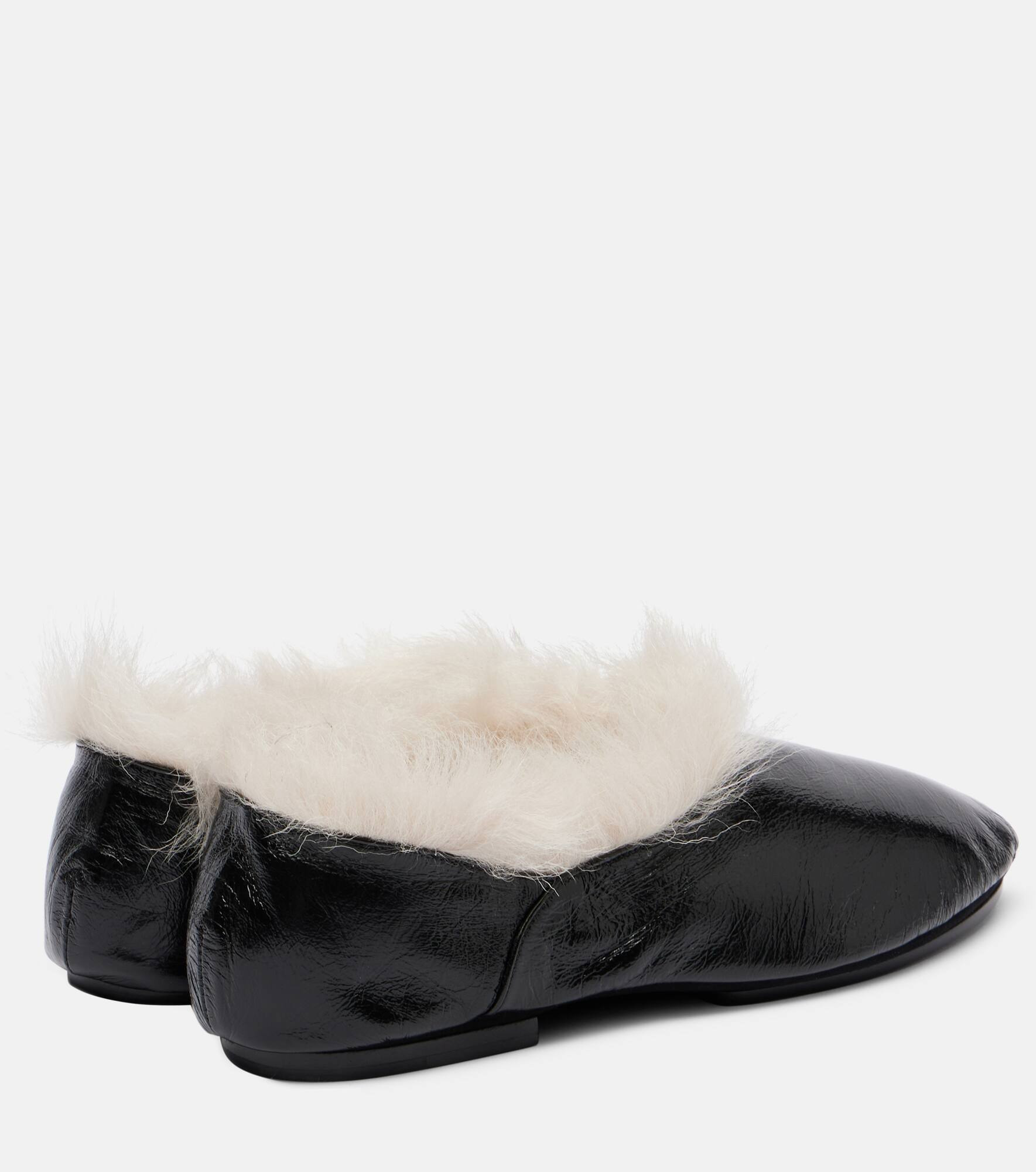 Shearling-trimmed leather slip-on shoes - 2