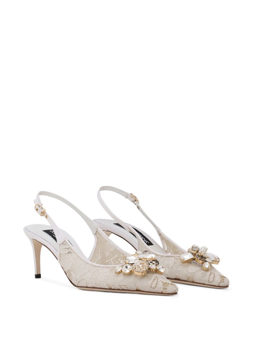 crystal lace slingback pumps - 2