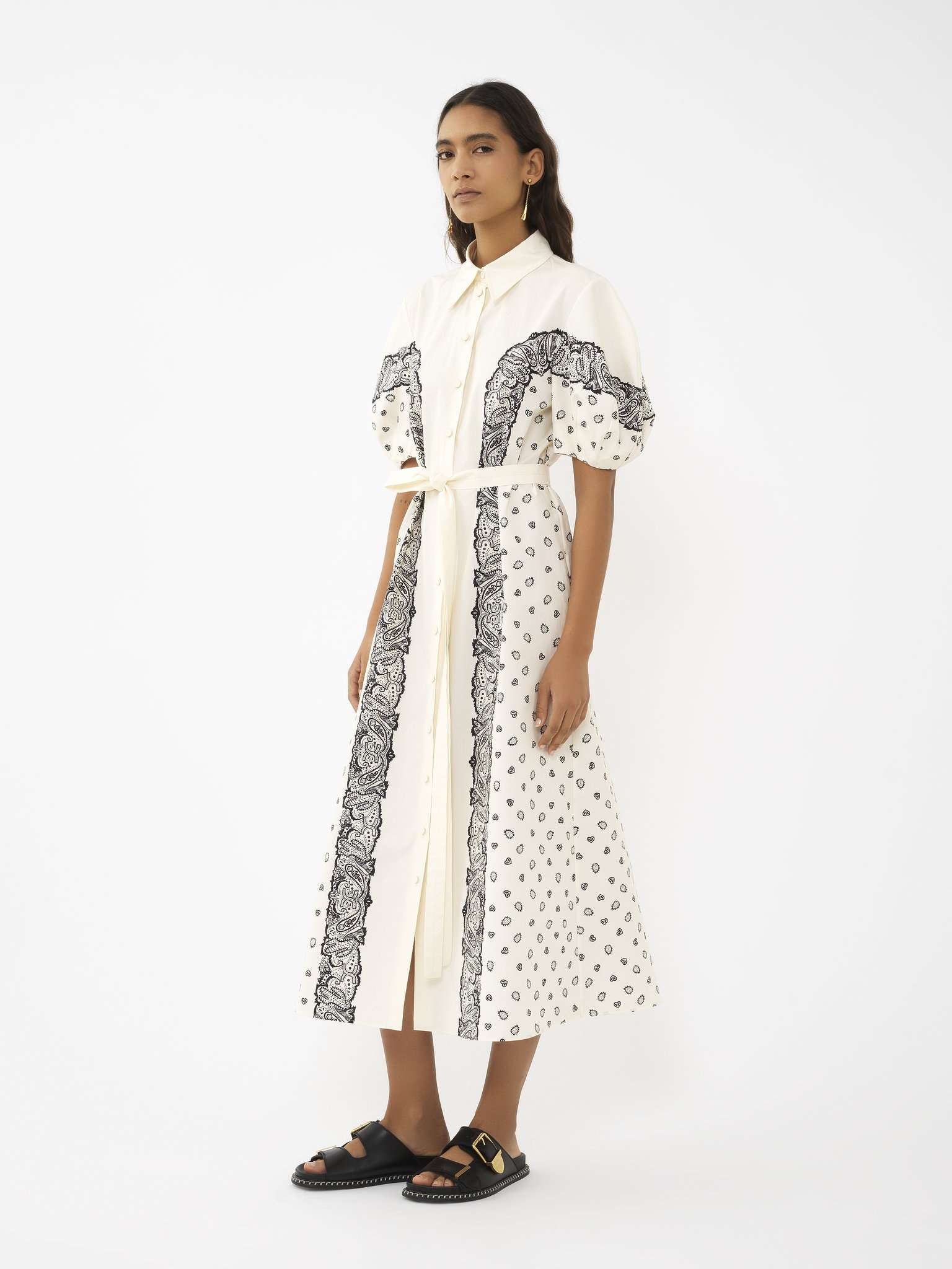 PRINTED BALLOON-SLEEVE SHIRT DRESS - 4