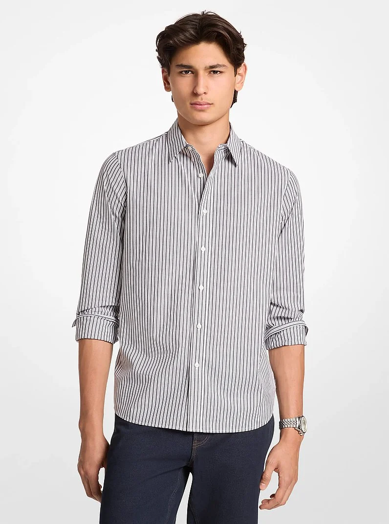 Striped Stretch Cotton Shirt - 1