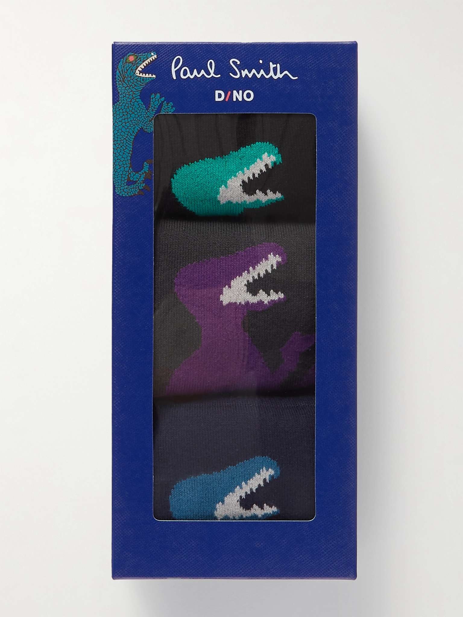 Dino Three-Pack Stretch Cotton-Blend Jacquard Socks - 3