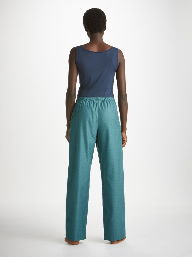 Women's Lounge Pants Kate 9 Cotton Jacquard Teal - 4