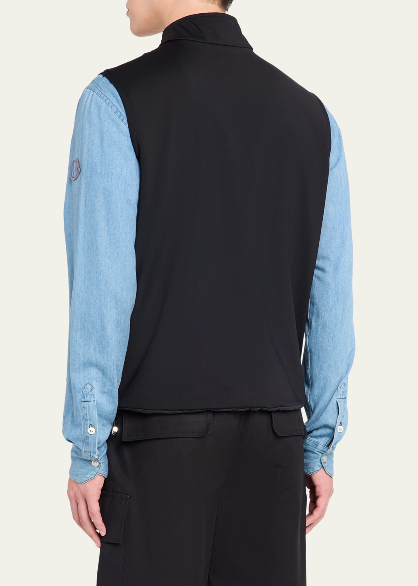 Men's Full-Zip Leather-Emblem Vest - 3