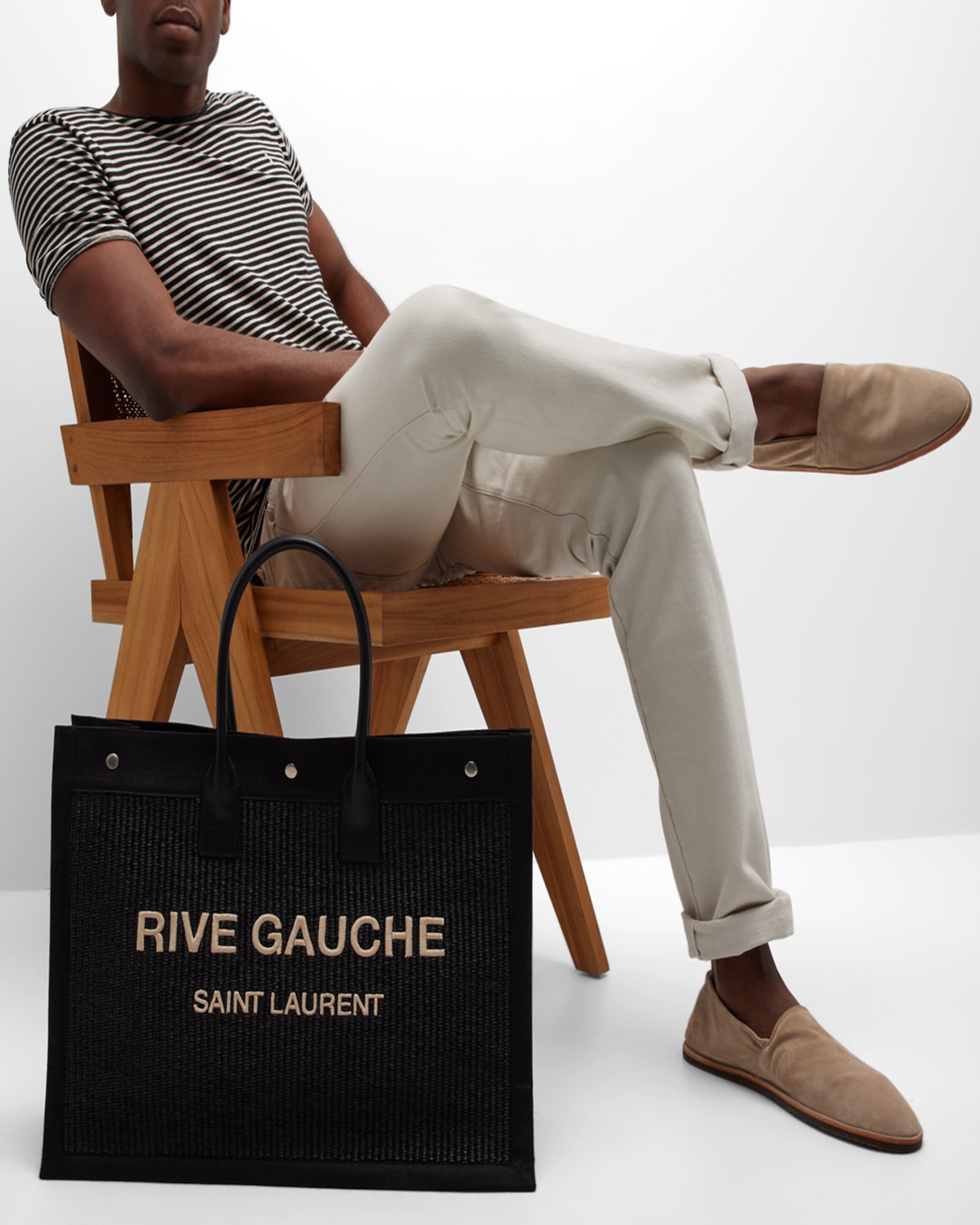 Saint Laurent Men's Rive Gauche Print Canvas-Leather Maxi Shopping Bag