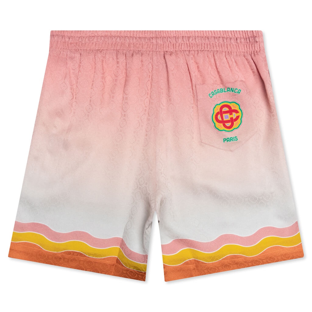 RAINBOW MONOGRAM PRINTED SILK SHORTS - WHITE - 2