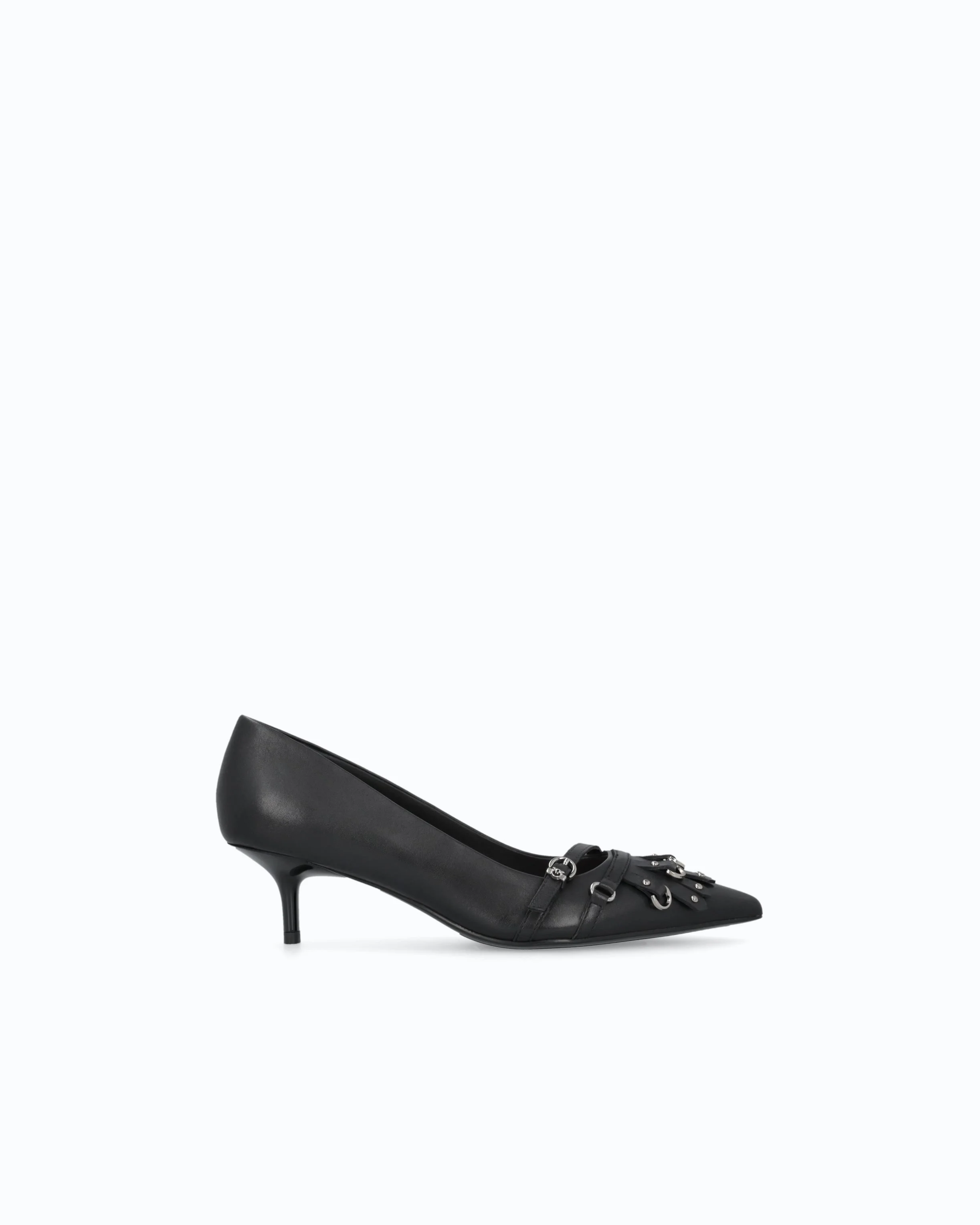 LEATHER PUMPS WITH STRAPS AND FRINGING - 1