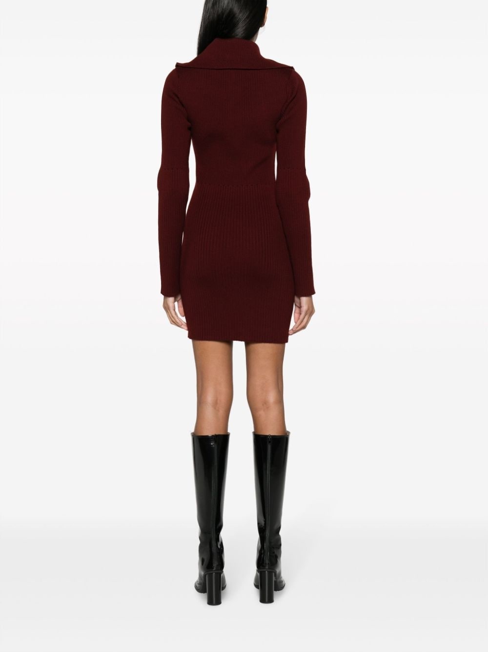 half-zip ribbed-knit minidress - 4